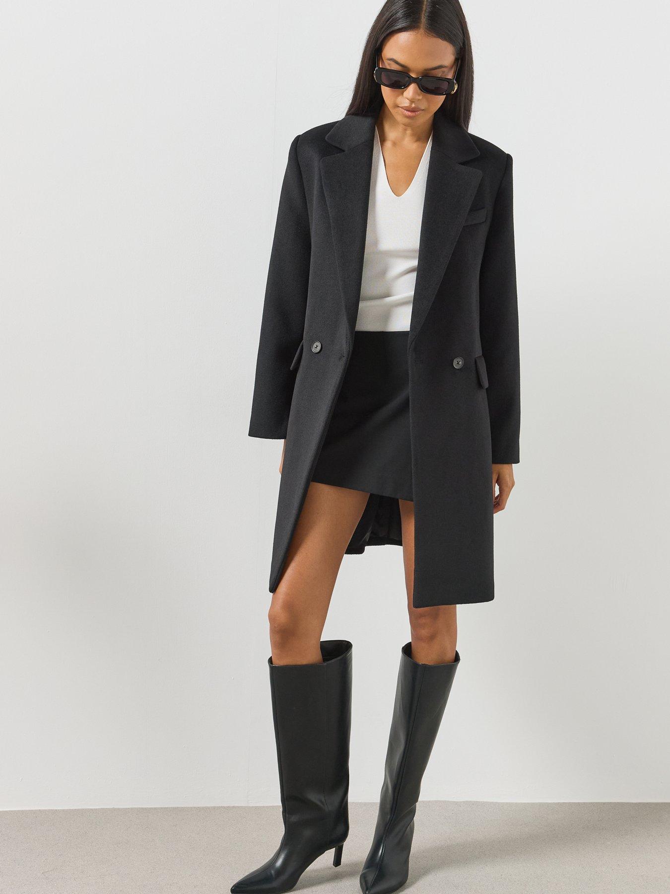 Image 5 of 6 of Mango Tailored Single-Breasted Longline Coat - Black