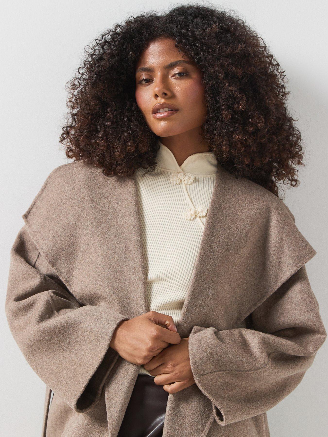 Image 5 of 5 of Mango Womens Belted Longline Lined Coat - Brown