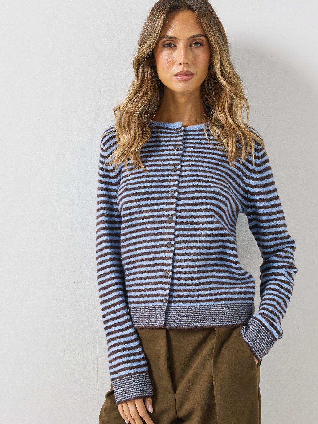 Image 5 of 5 of Mango Striped Cardigan With Detachable Scarf