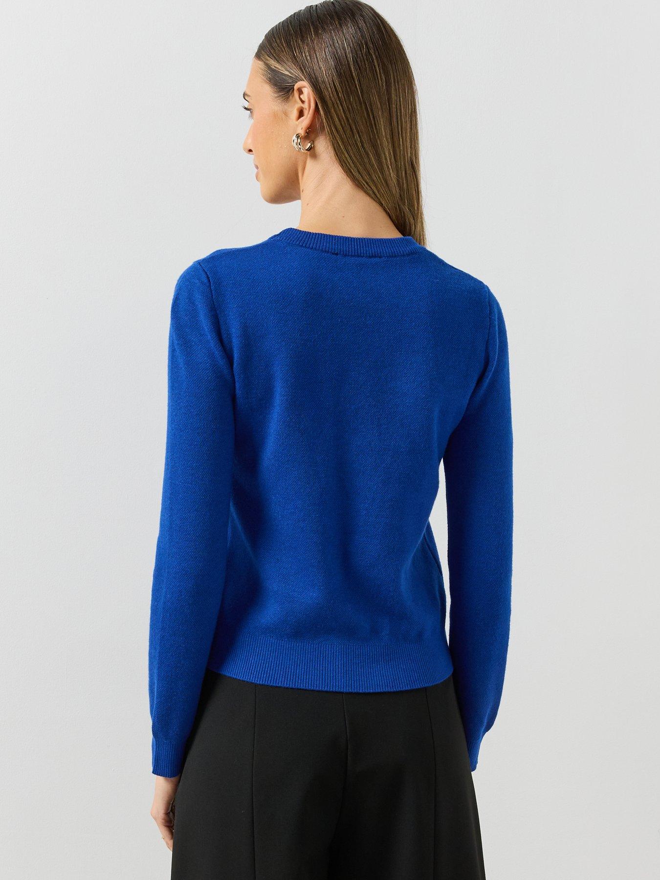 Image 2 of 5 of Mango Womens Crew Neck Fine Knit Jumper - Blue