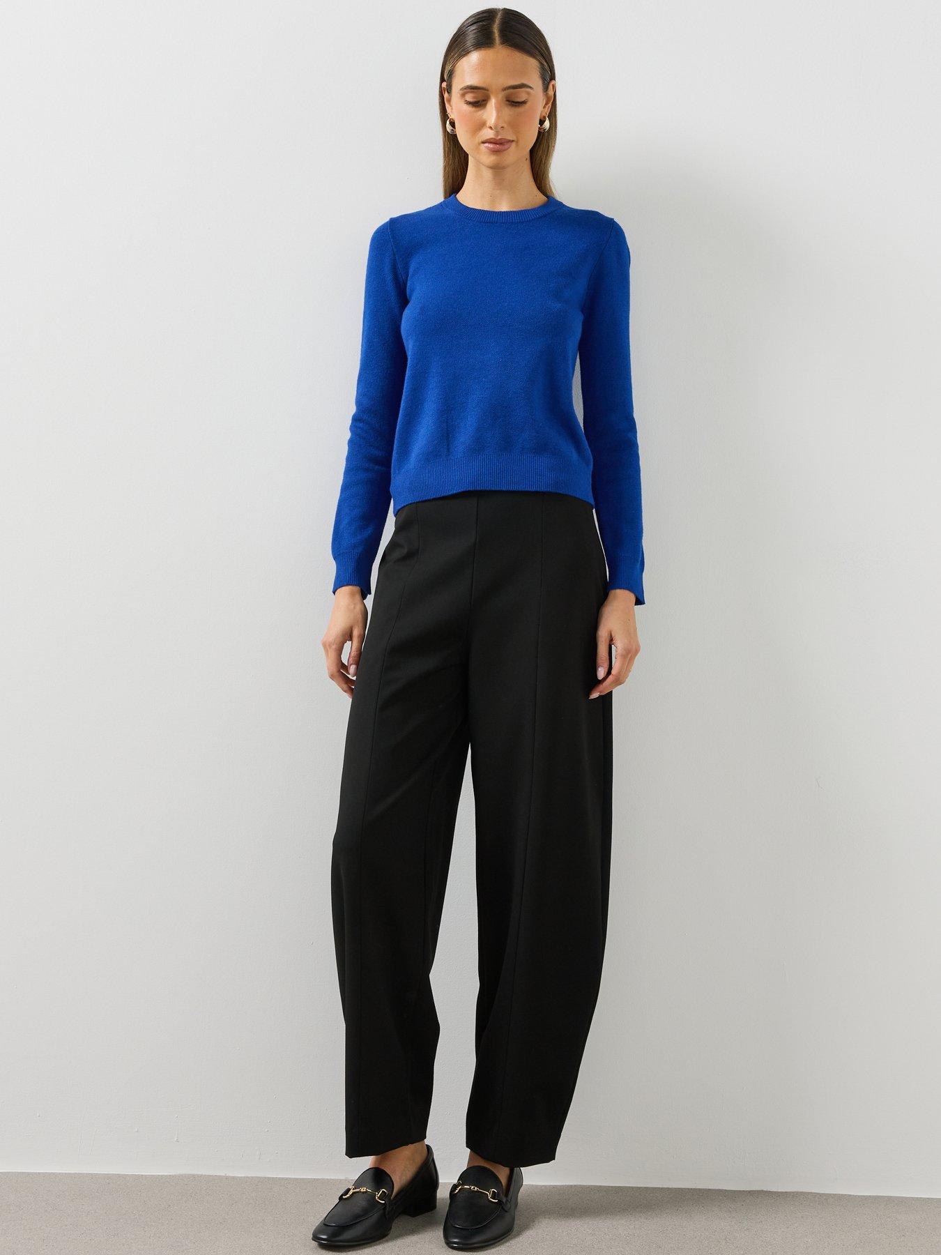 Image 3 of 5 of Mango Womens Crew Neck Fine Knit Jumper - Blue