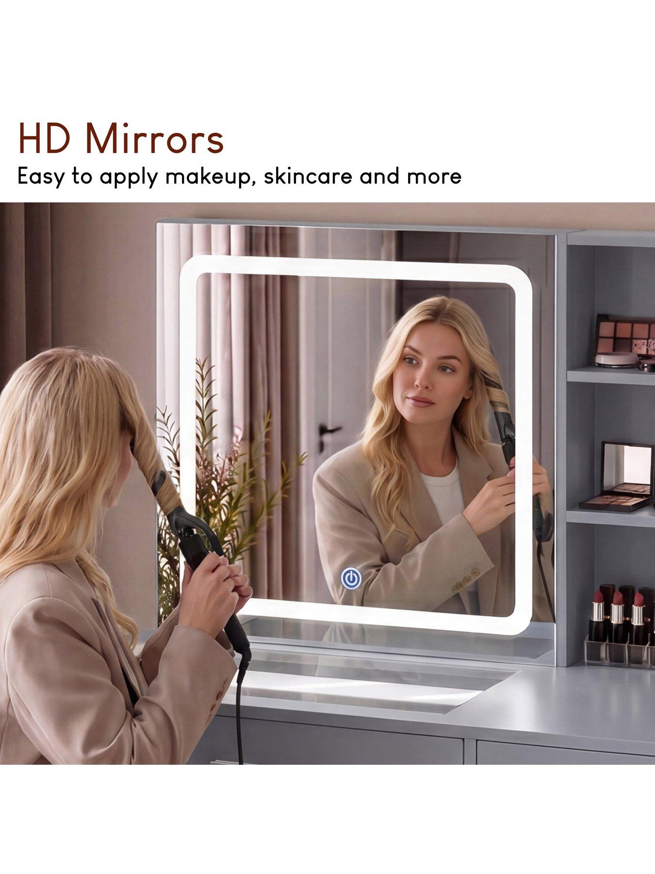 Image 3 of 7 of Vida Designs Clova 3 Drawer 1 Door 2 Shelf Led Dressing Table Set With Power Outlet, Grey