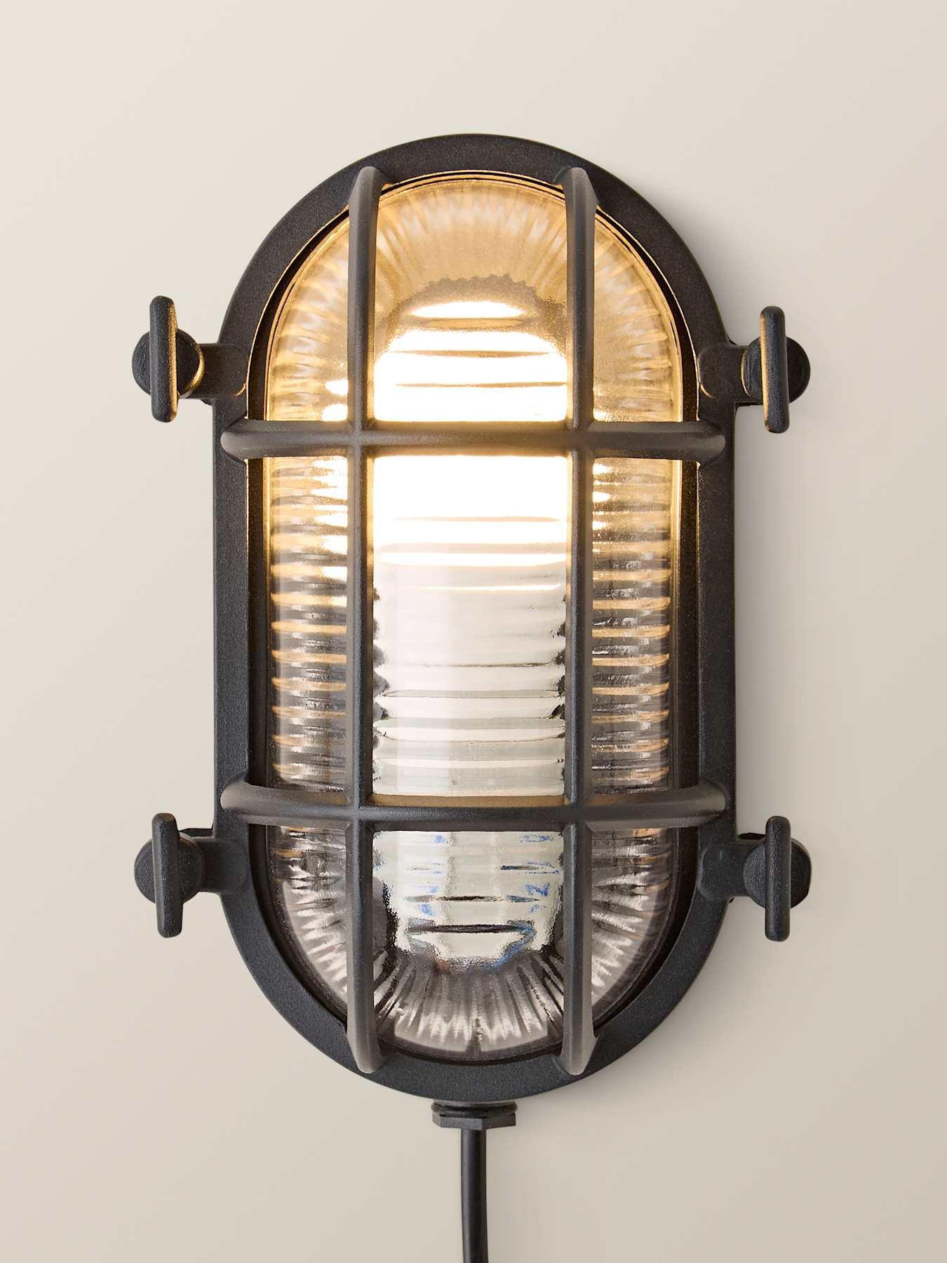 Image 3 of 7 of ValueLights Bow IP64 Oval Polished Matt Black Nautical Bulkhead