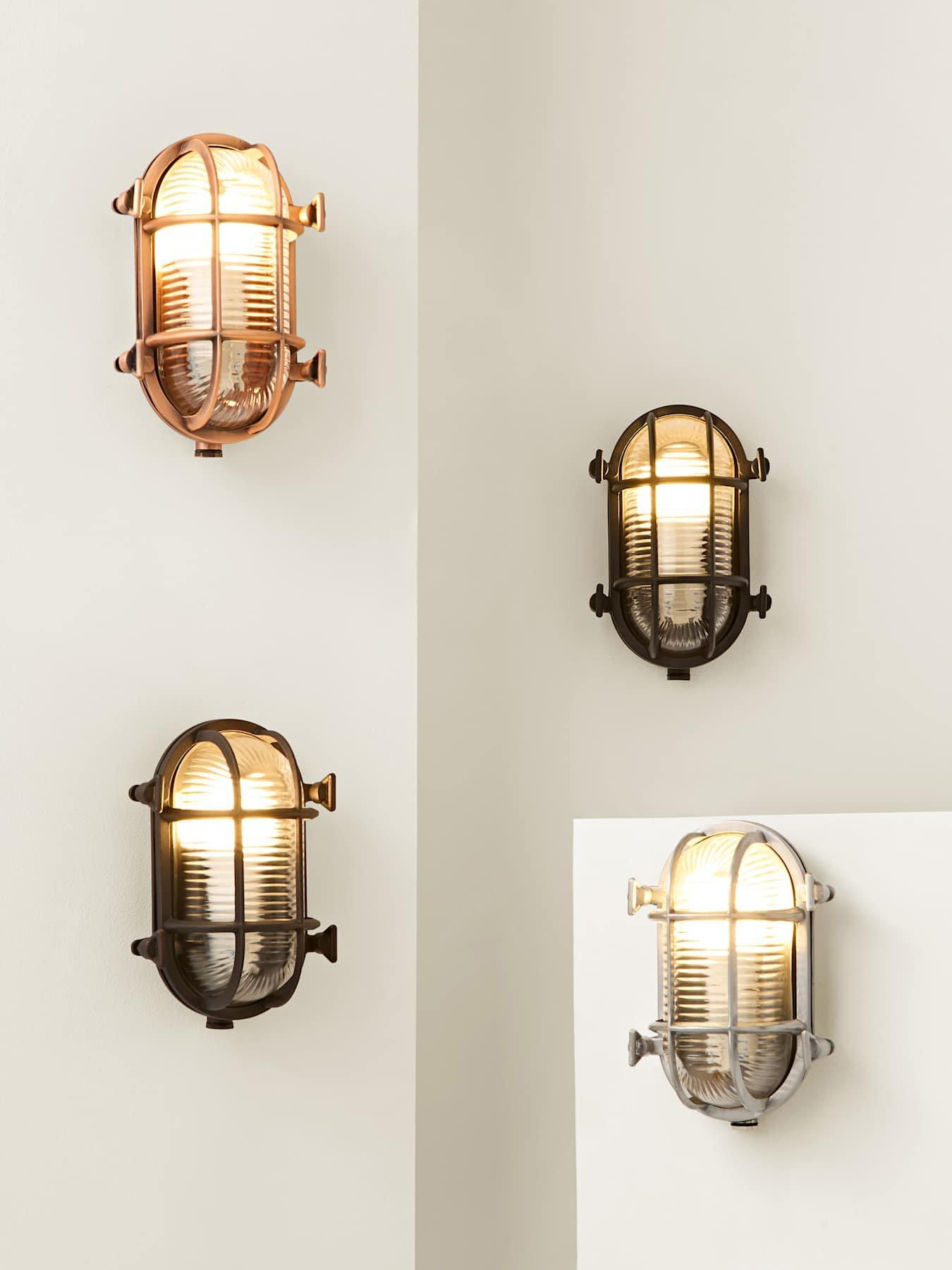 Image 6 of 7 of ValueLights Bow IP64 Oval Polished Matt Black Nautical Bulkhead