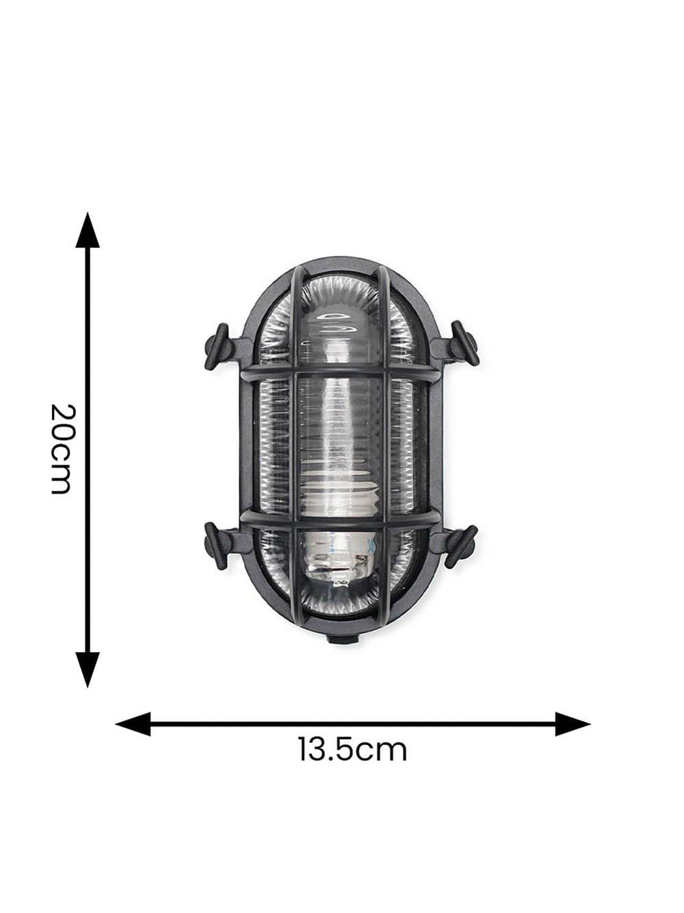 Image 7 of 7 of ValueLights Bow IP64 Oval Polished Matt Black Nautical Bulkhead