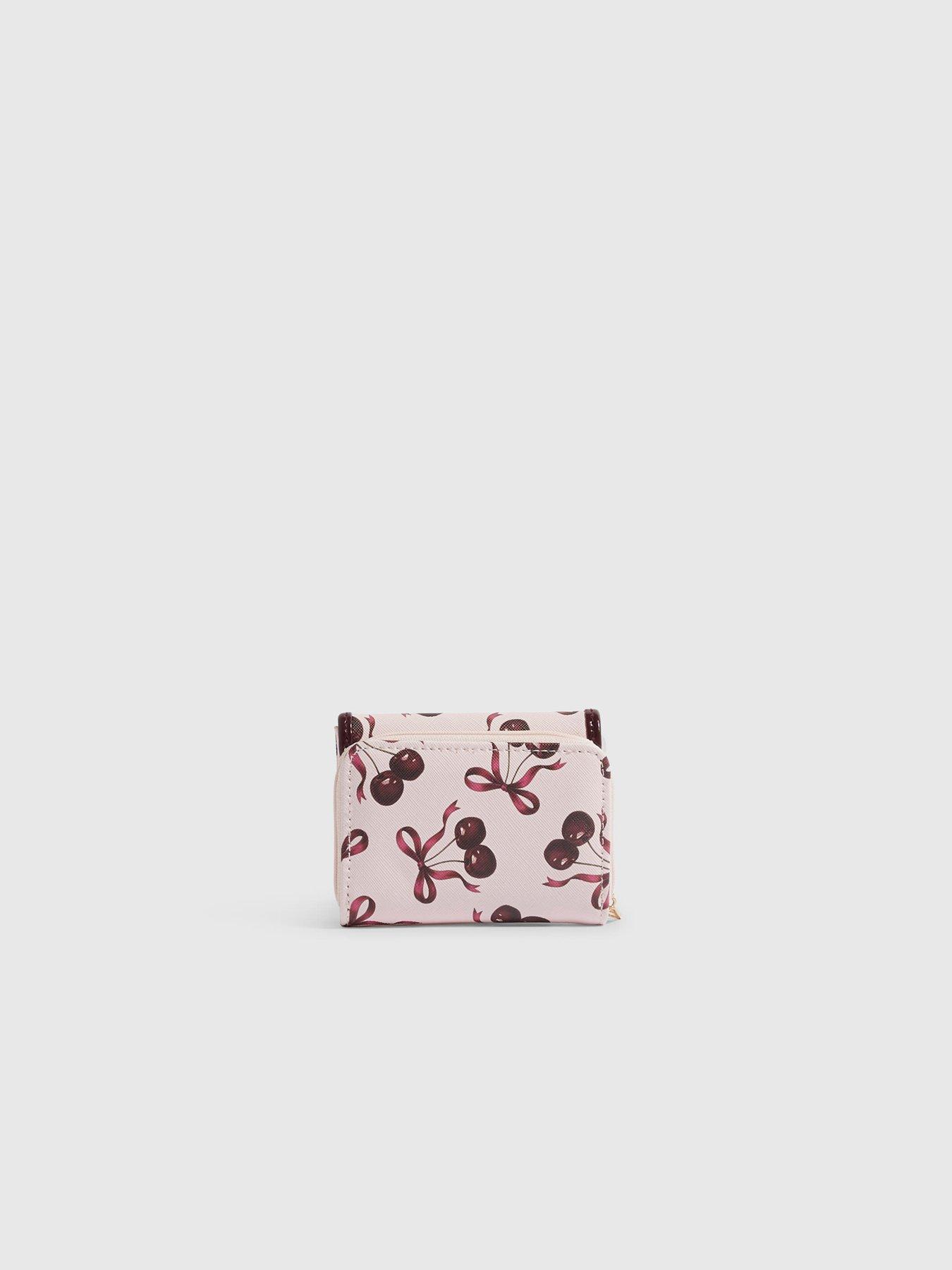 Image 2 of 3 of River Island Girls Cherry Print Foldover Popper Zip Purse - Pink