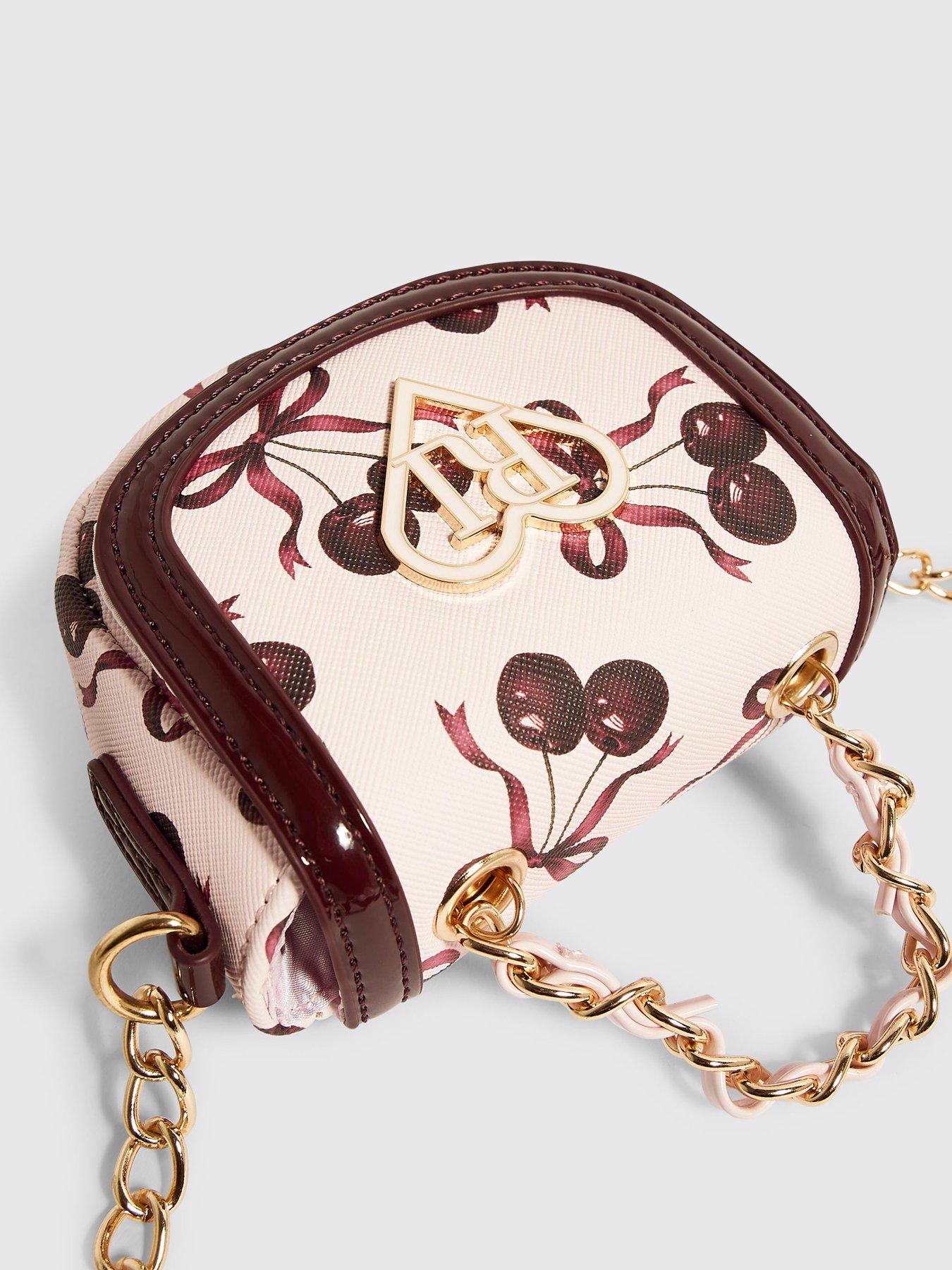 Image 4 of 5 of River Island Girls Cherry Print Mini Crossbody Bag - Pink