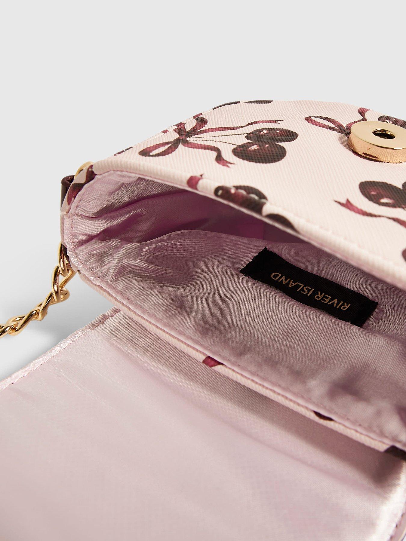 Image 5 of 5 of River Island Girls Cherry Print Mini Crossbody Bag - Pink