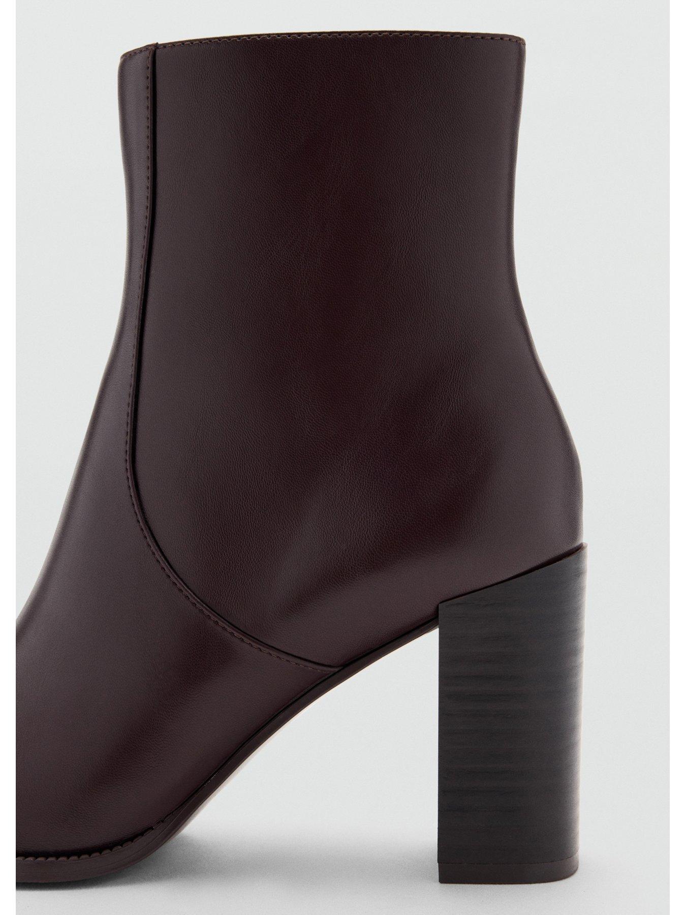 Image 4 of 4 of Mango Womens Pointed Toe Block Heel Ankle Boots - Brown