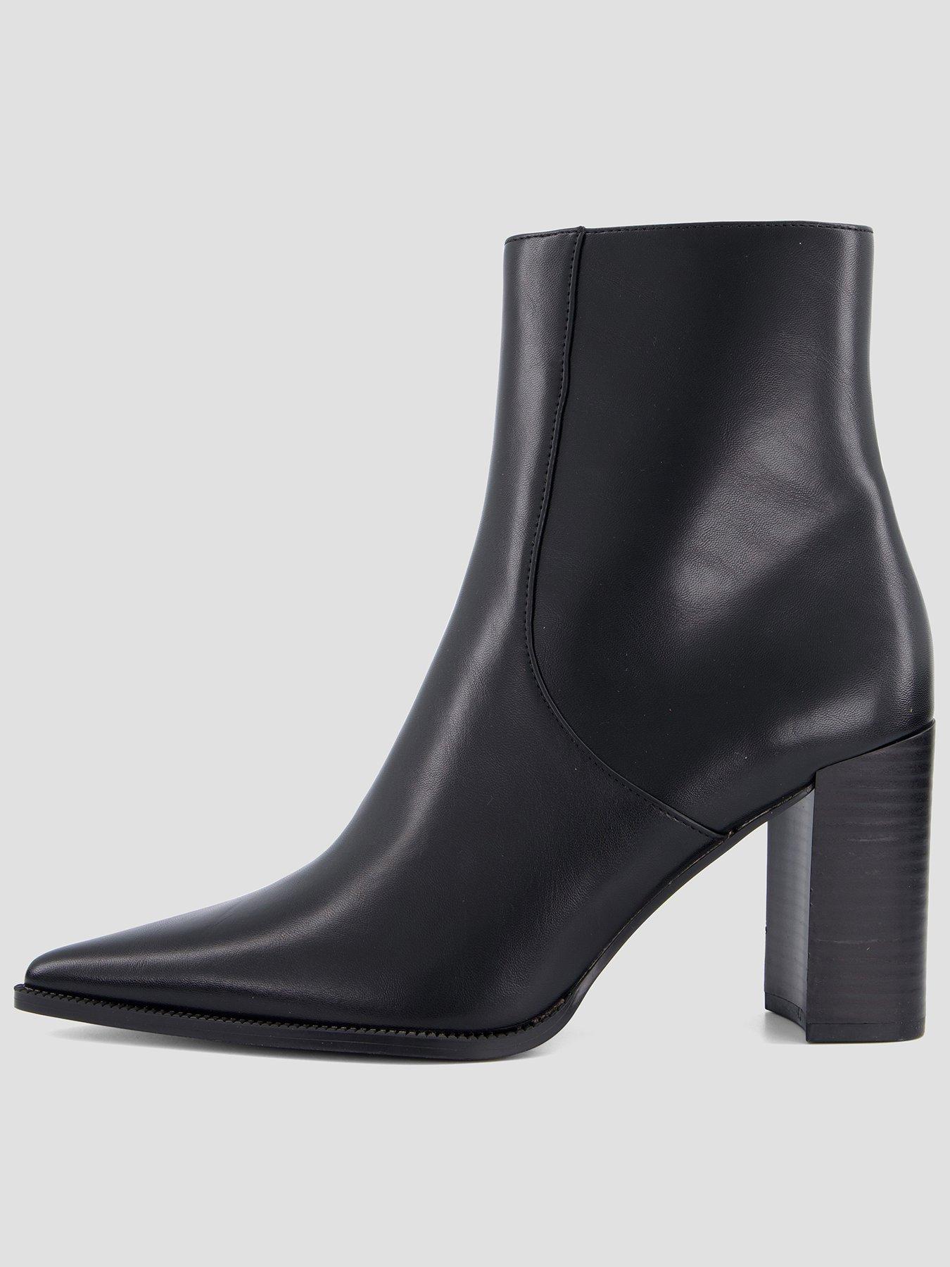 Image 1 of 7 of Mango Womens Pointed Toe Block Heel Ankle Boots - Black