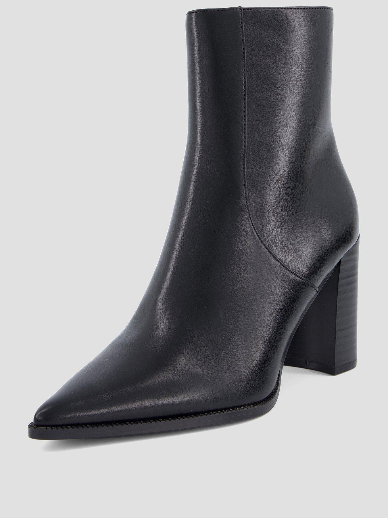 Image 2 of 7 of Mango Womens Pointed Toe Block Heel Ankle Boots - Black