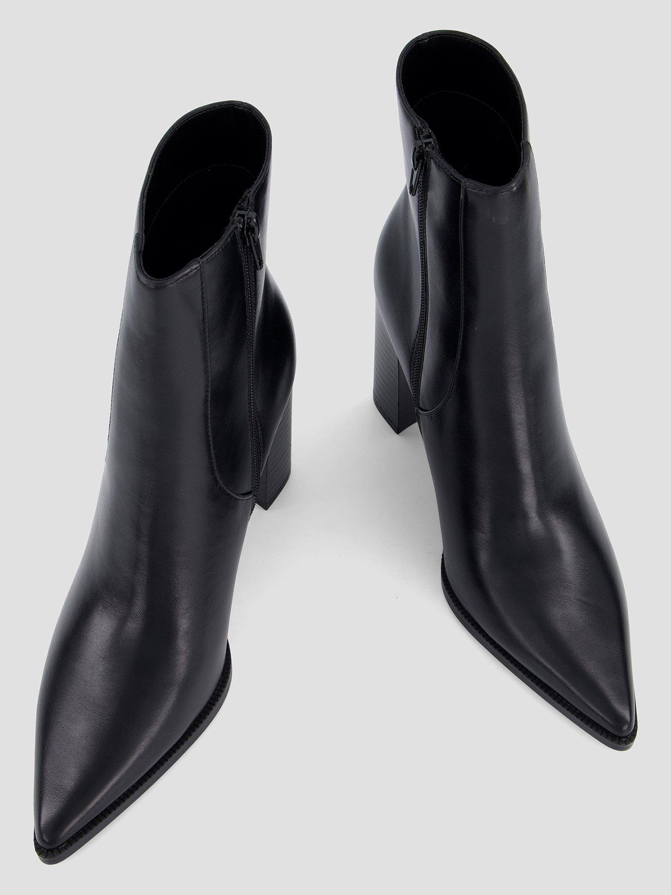 Image 3 of 7 of Mango Womens Pointed Toe Block Heel Ankle Boots - Black