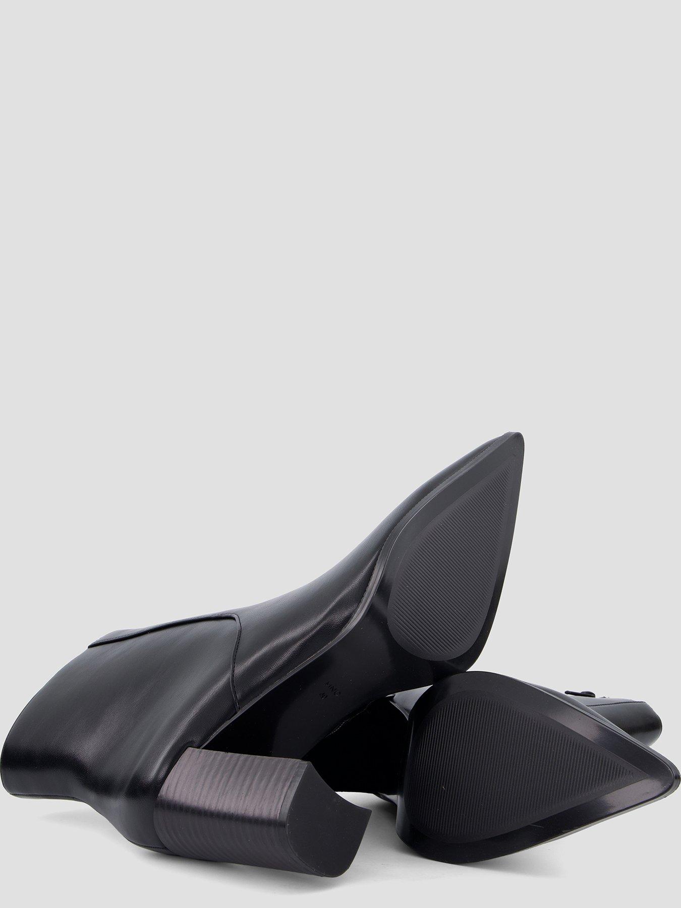 Image 4 of 7 of Mango Womens Pointed Toe Block Heel Ankle Boots - Black