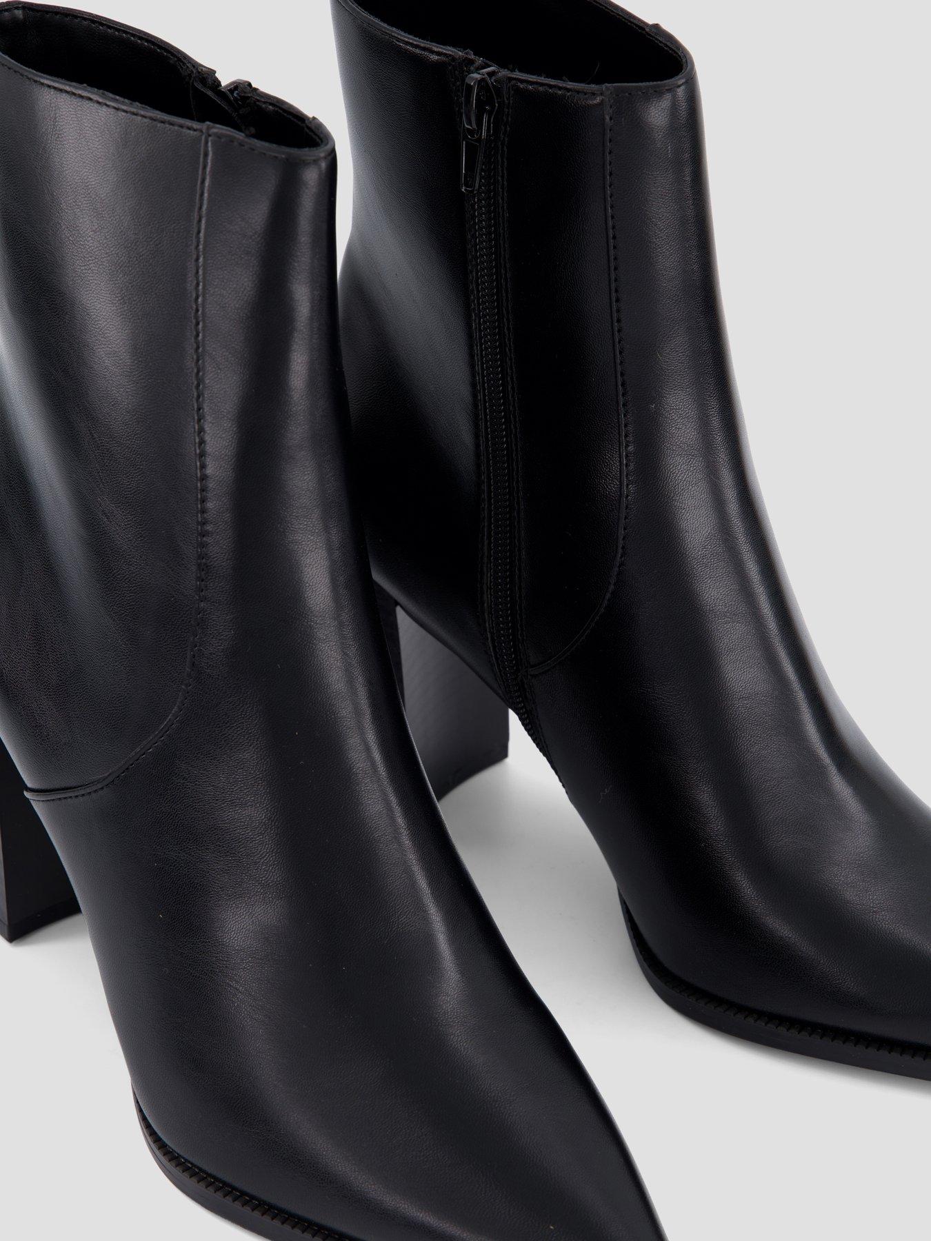 Image 5 of 7 of Mango Womens Pointed Toe Block Heel Ankle Boots - Black