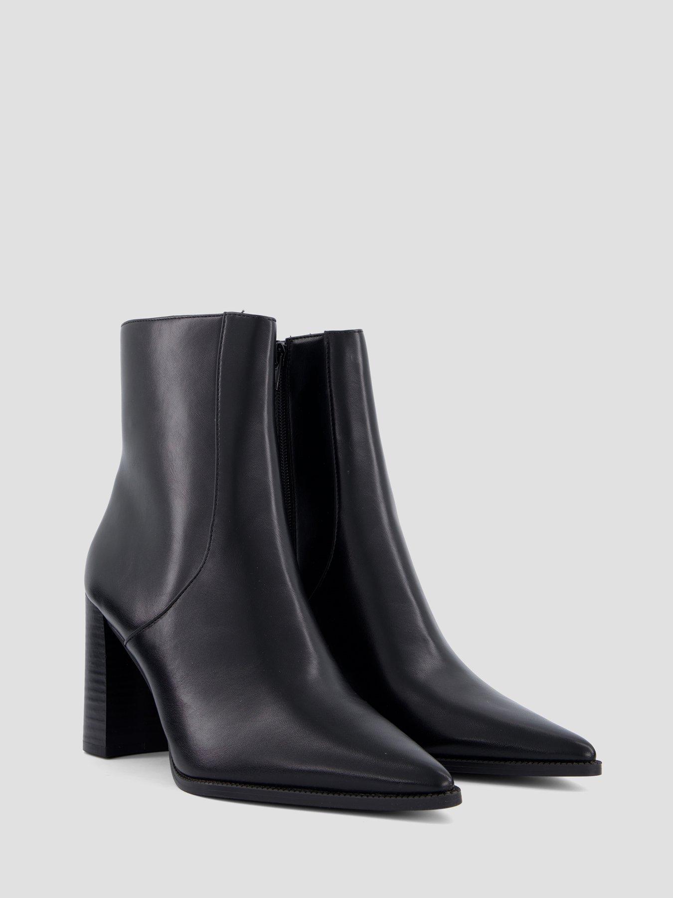 Image 6 of 7 of Mango Womens Pointed Toe Block Heel Ankle Boots - Black