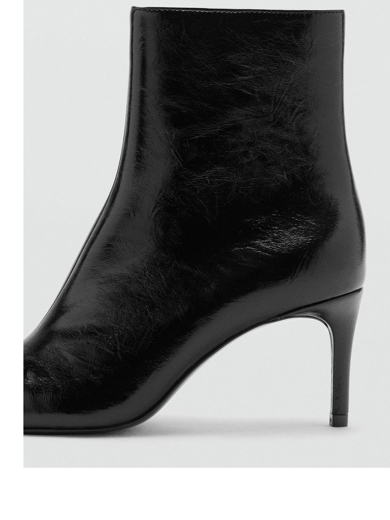 Image 2 of 6 of Mango Womens Glossy Pointed Toe &nbsp;Ankle Boots - Black