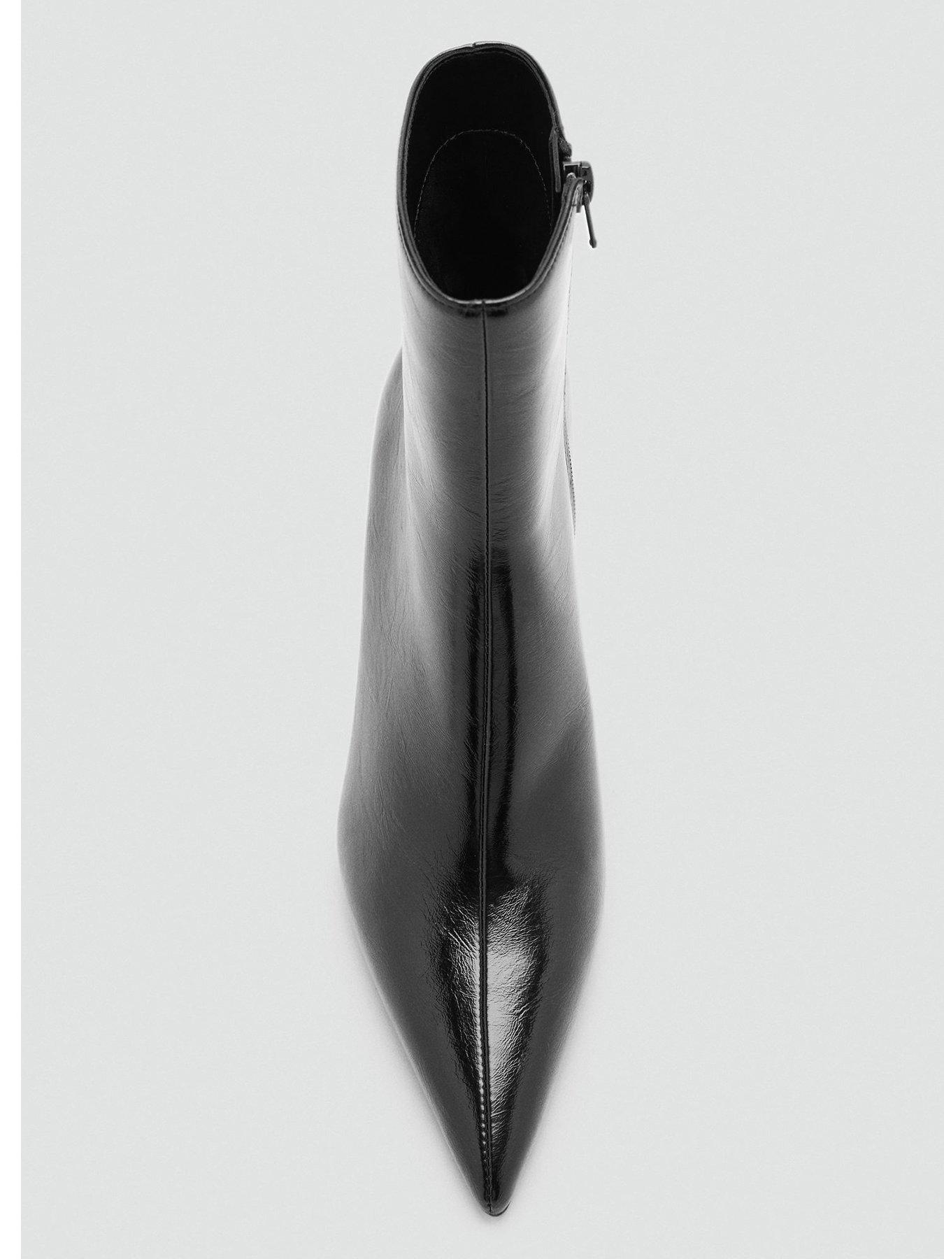 Image 3 of 6 of Mango Womens Glossy Pointed Toe &nbsp;Ankle Boots - Black