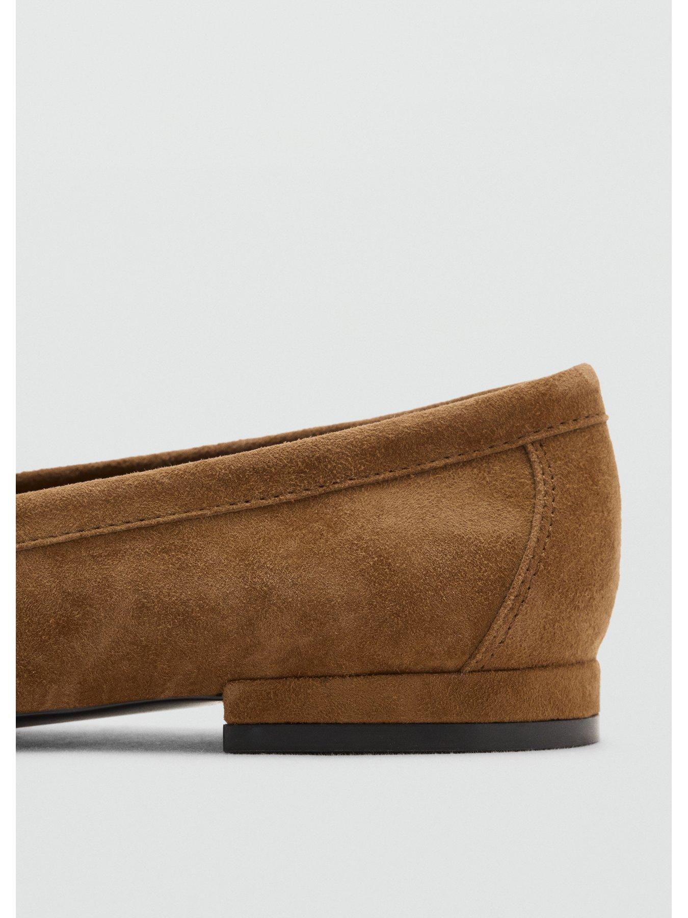 Image 4 of 4 of Mango Womens Suede Penny Strap Slip-On Loafers - Brown