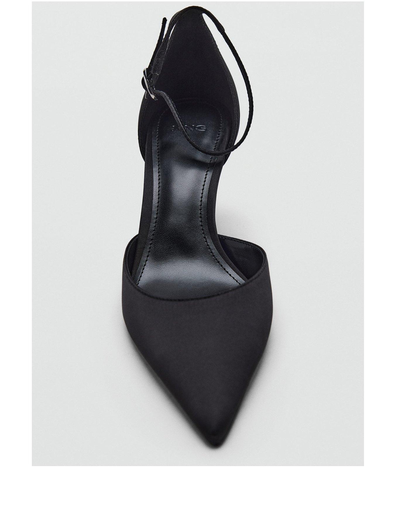 Image 2 of 5 of Mango Womens Pointed Toe Ankle Strap Stiletto Court Shoes - Black