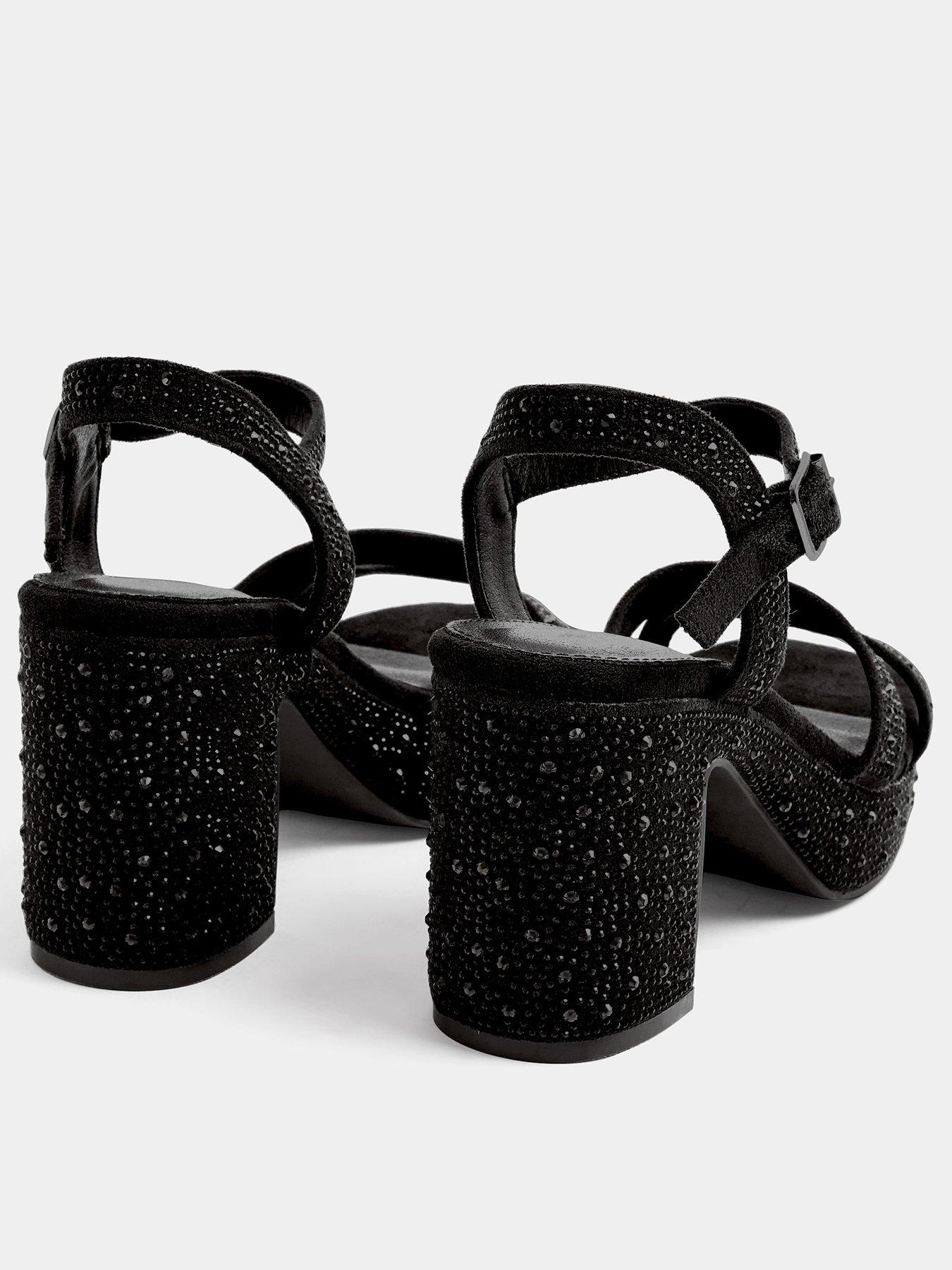 Image 3 of 4 of Yours Womens Extra Wide Fit Sparkle Demi Wedge Sandals - Black