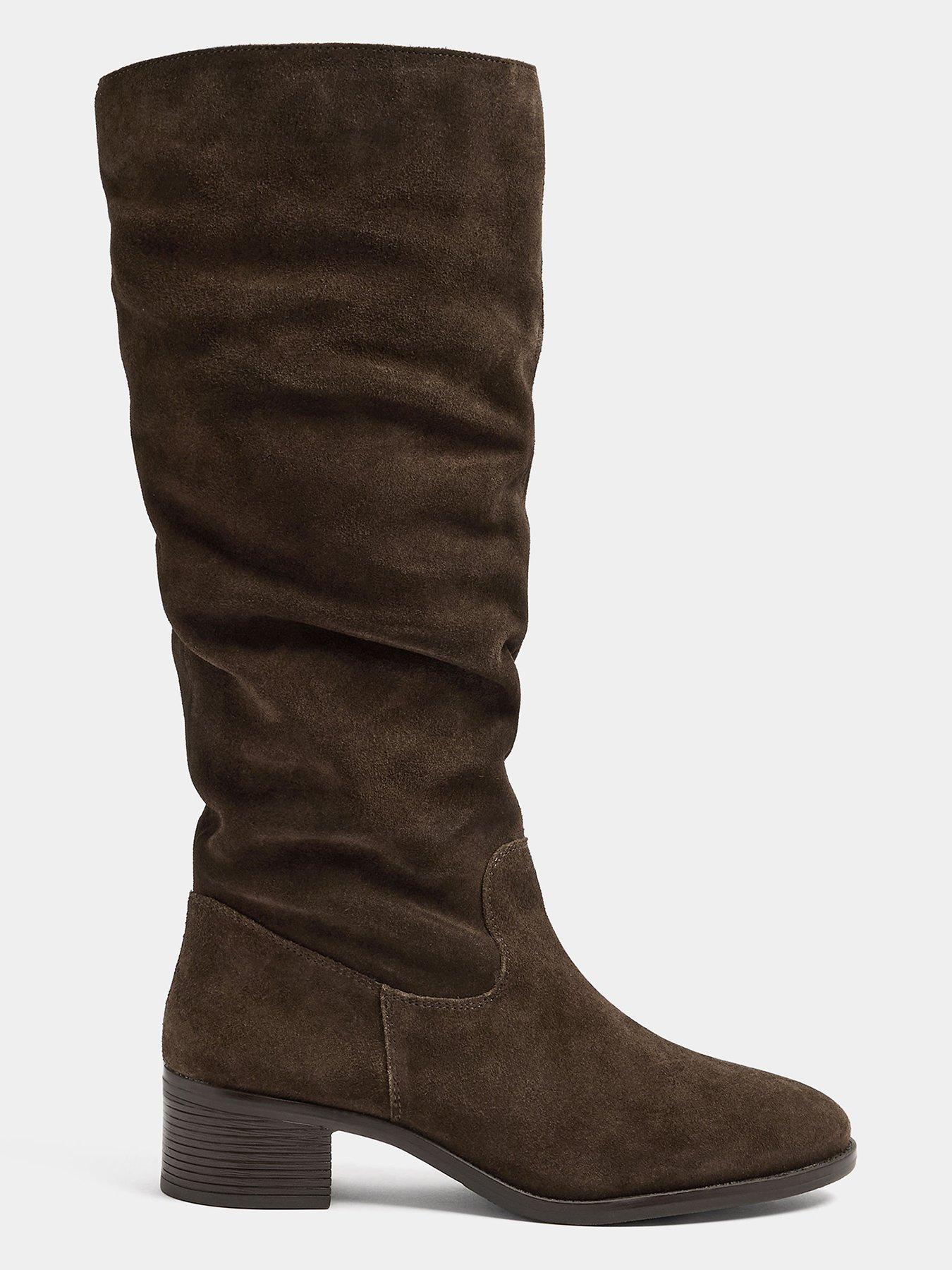 Image 4 of 4 of Yours Womens Pointed Ruched Leather Boots - Brown