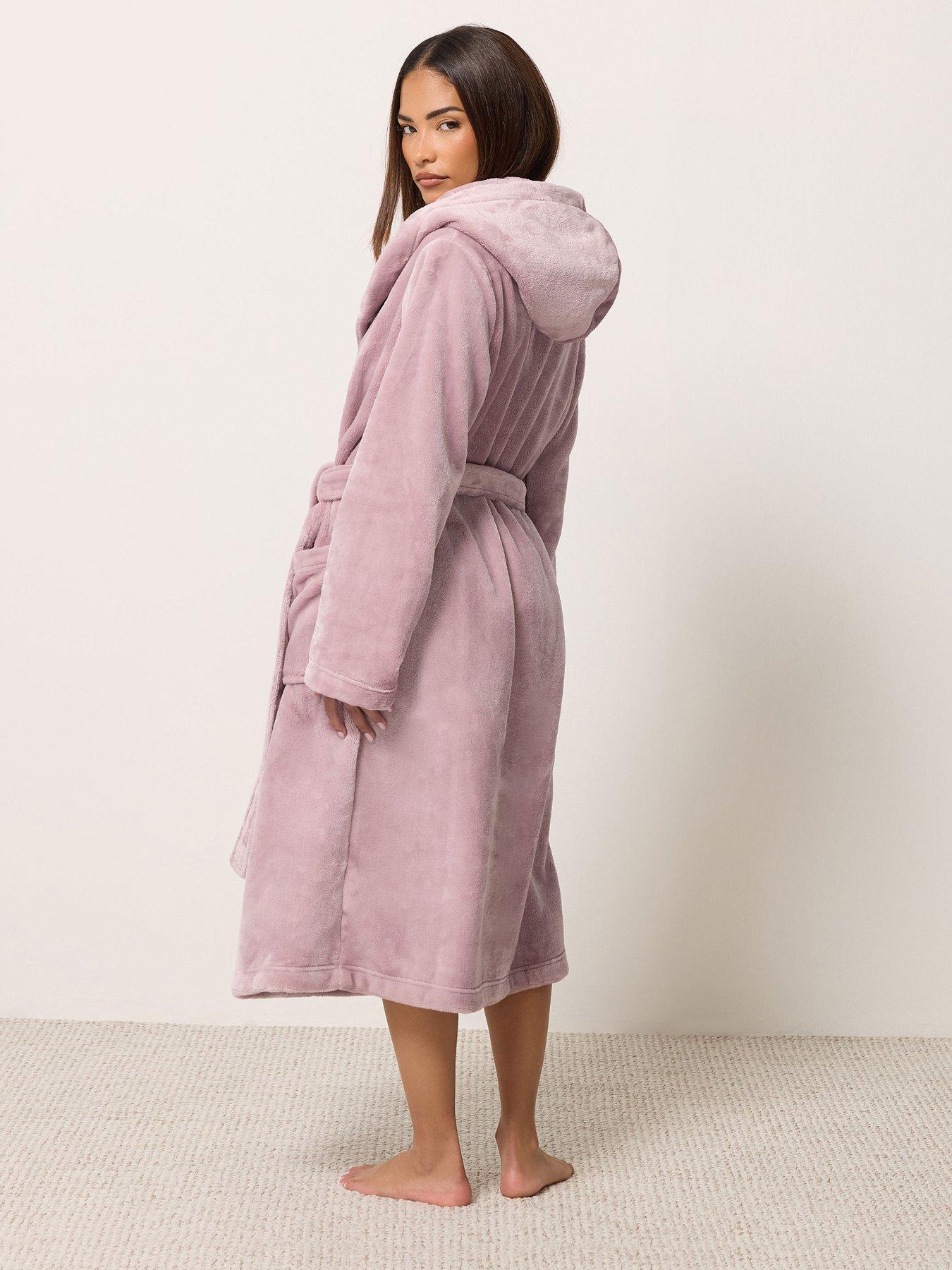 Image 2 of 4 of PixieGirl Petite Super Luxe Hooded Robe Pink
