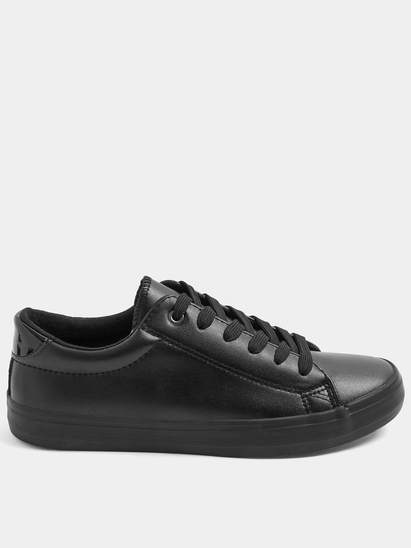 Image 1 of 4 of Yours Womens Extra Wide Fit Slim Sole Lace-Up Trainers - Black