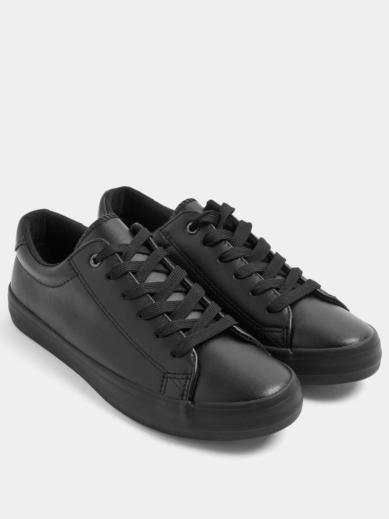 Image 2 of 4 of Yours Womens Extra Wide Fit Slim Sole Lace-Up Trainers - Black