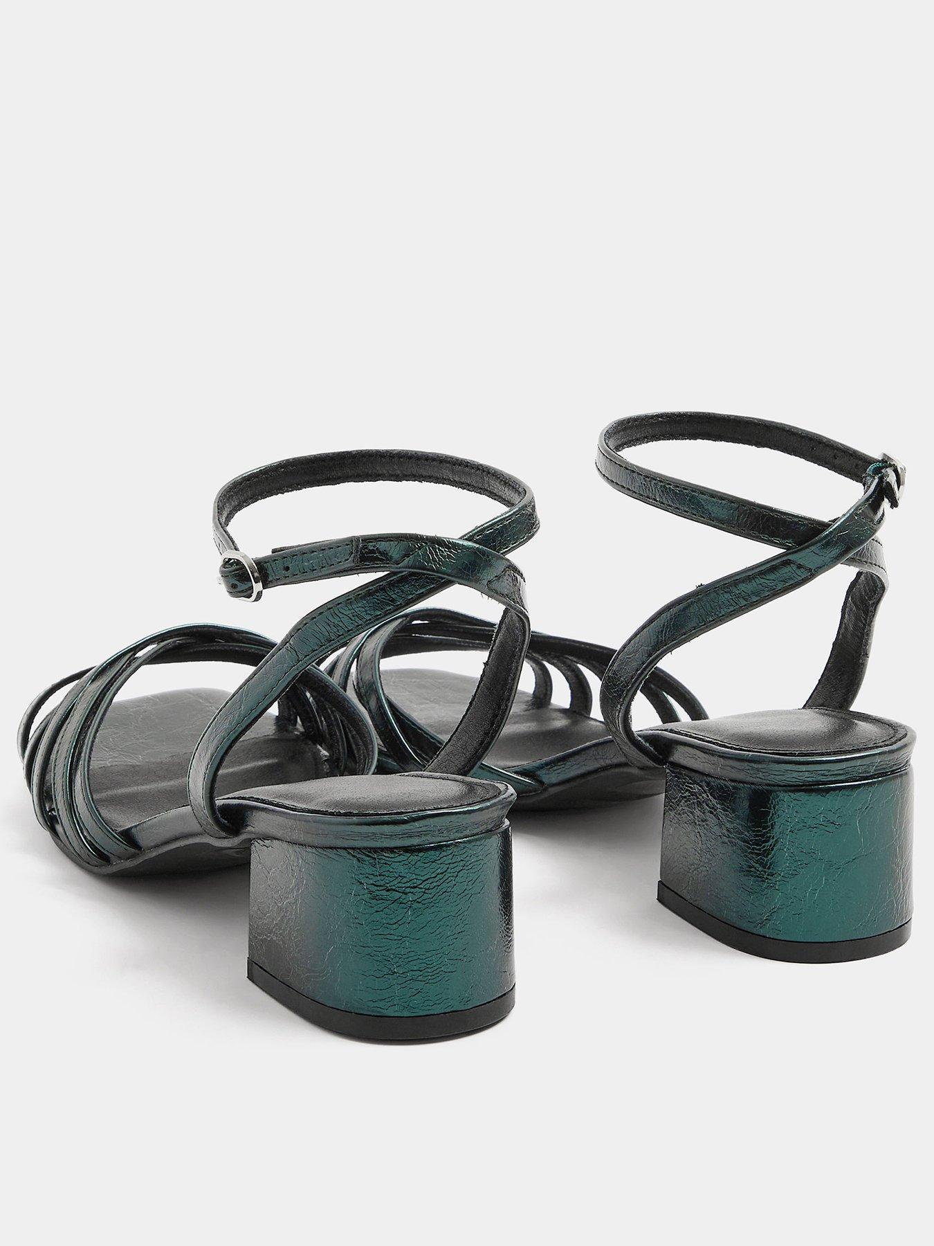 Image 3 of 4 of Yours Womens Crossover Strappy Low Block Heel Sandals - Green