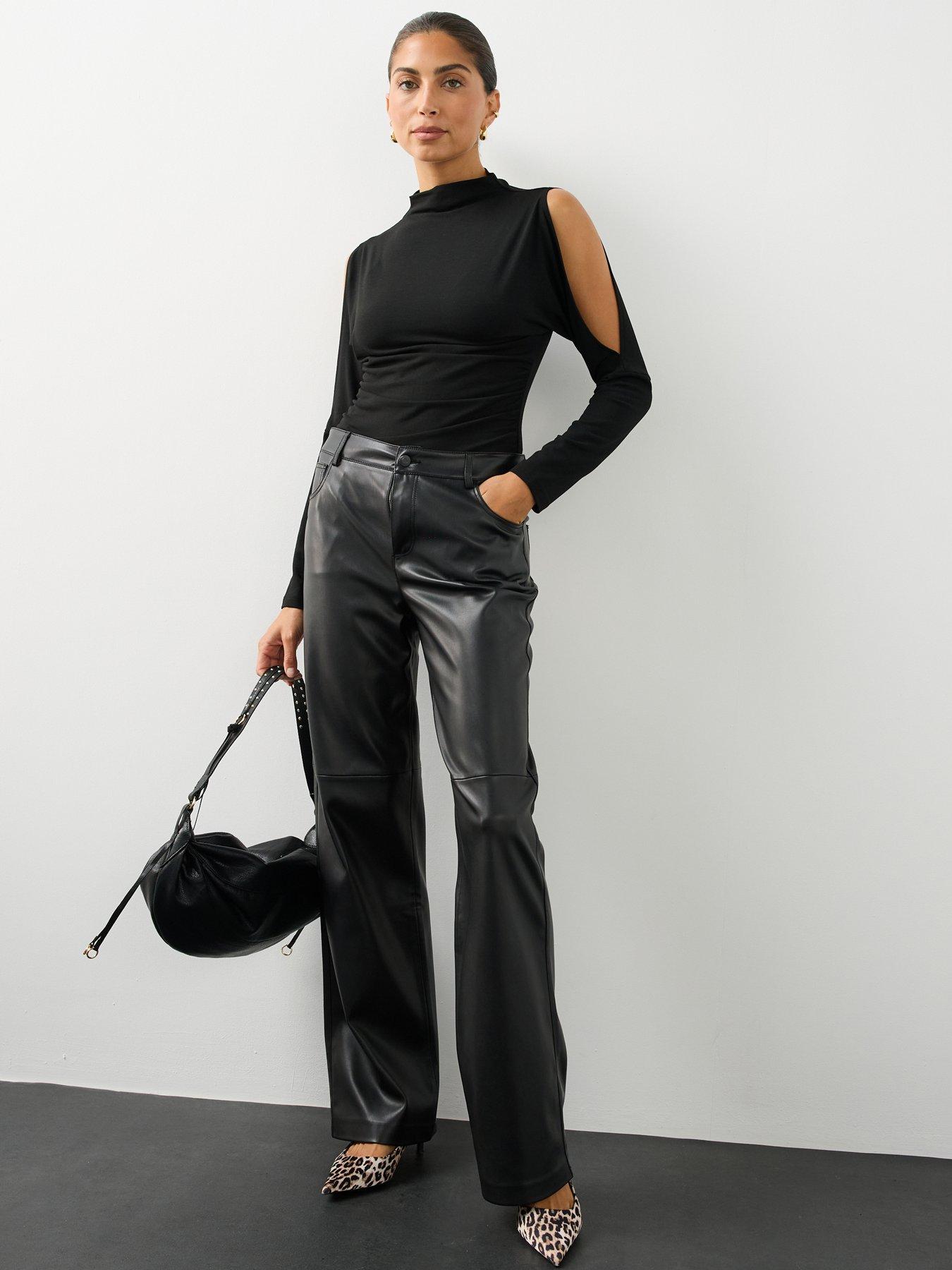 Image 3 of 7 of The Very Collection Womens Softtouch Cut-Out Sleeve High Neck Top - Black