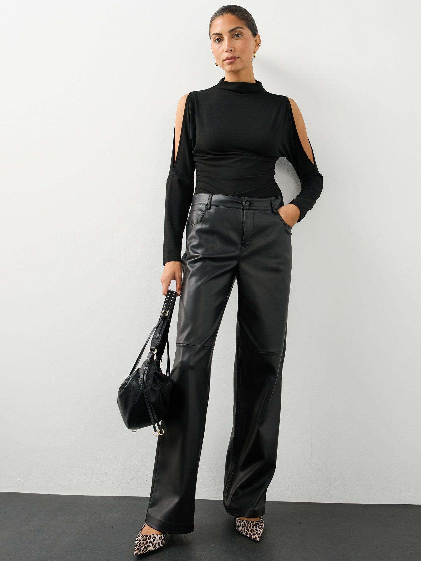 Image 5 of 7 of The Very Collection Womens Softtouch Cut-Out Sleeve High Neck Top - Black