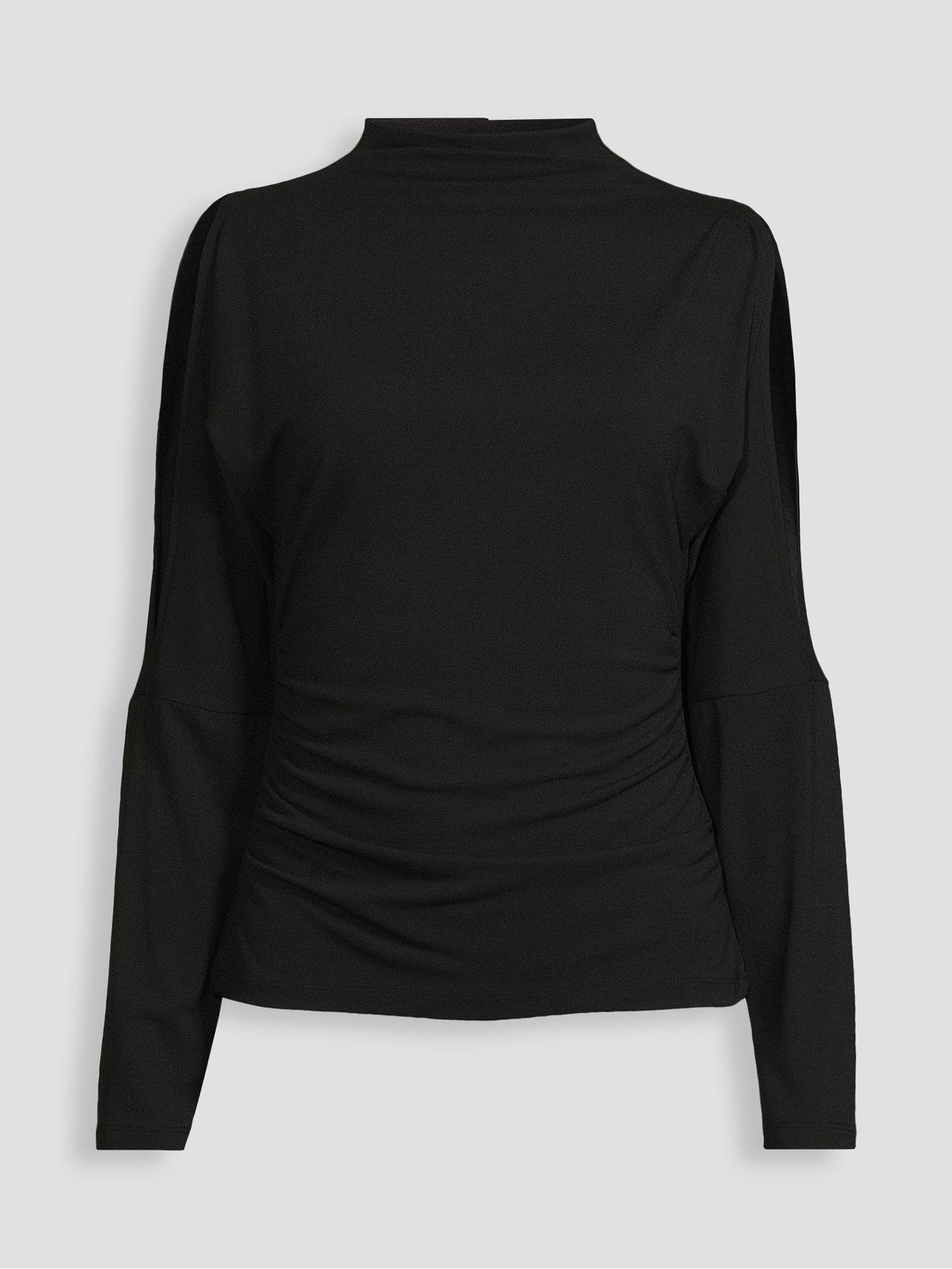 Image 7 of 7 of The Very Collection Womens Softtouch Cut-Out Sleeve High Neck Top - Black