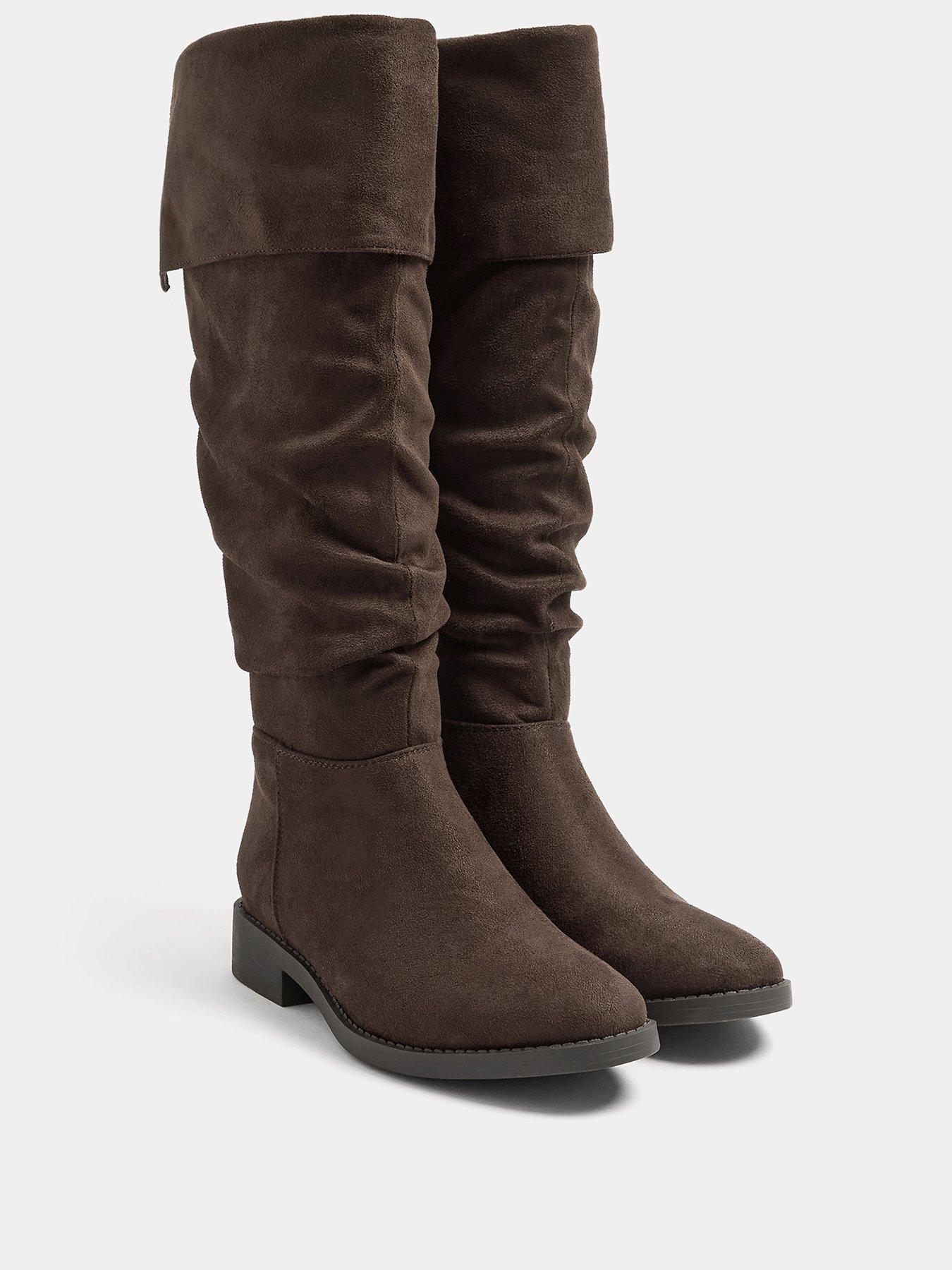 Image 2 of 4 of Yours Womens Extra Wide Fit Fold Over Ruched Boots - Brown