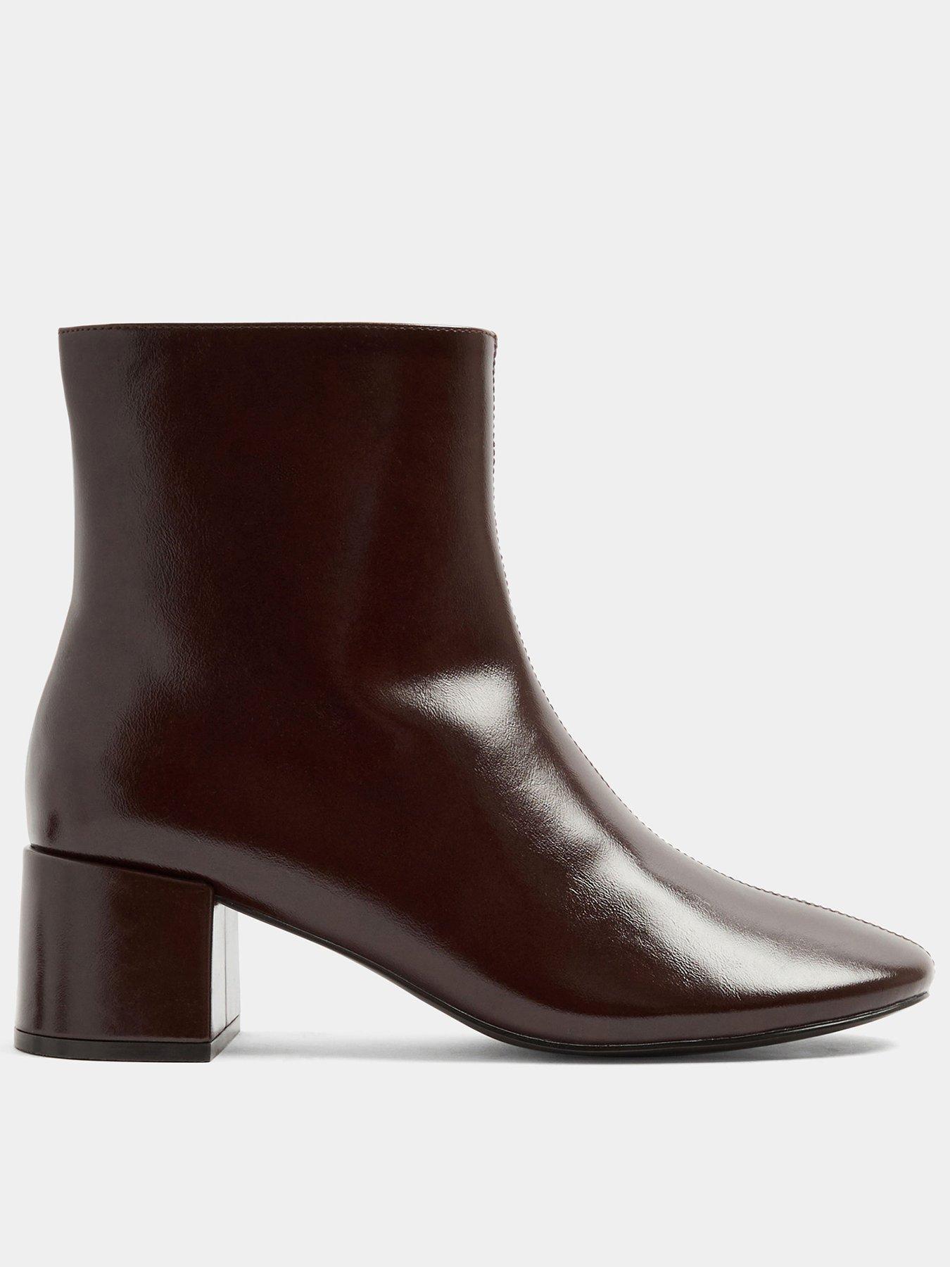 Image 1 of 4 of Yours Womens Wide Fit Almond Toe Block Heel Ankle Boots - Brown
