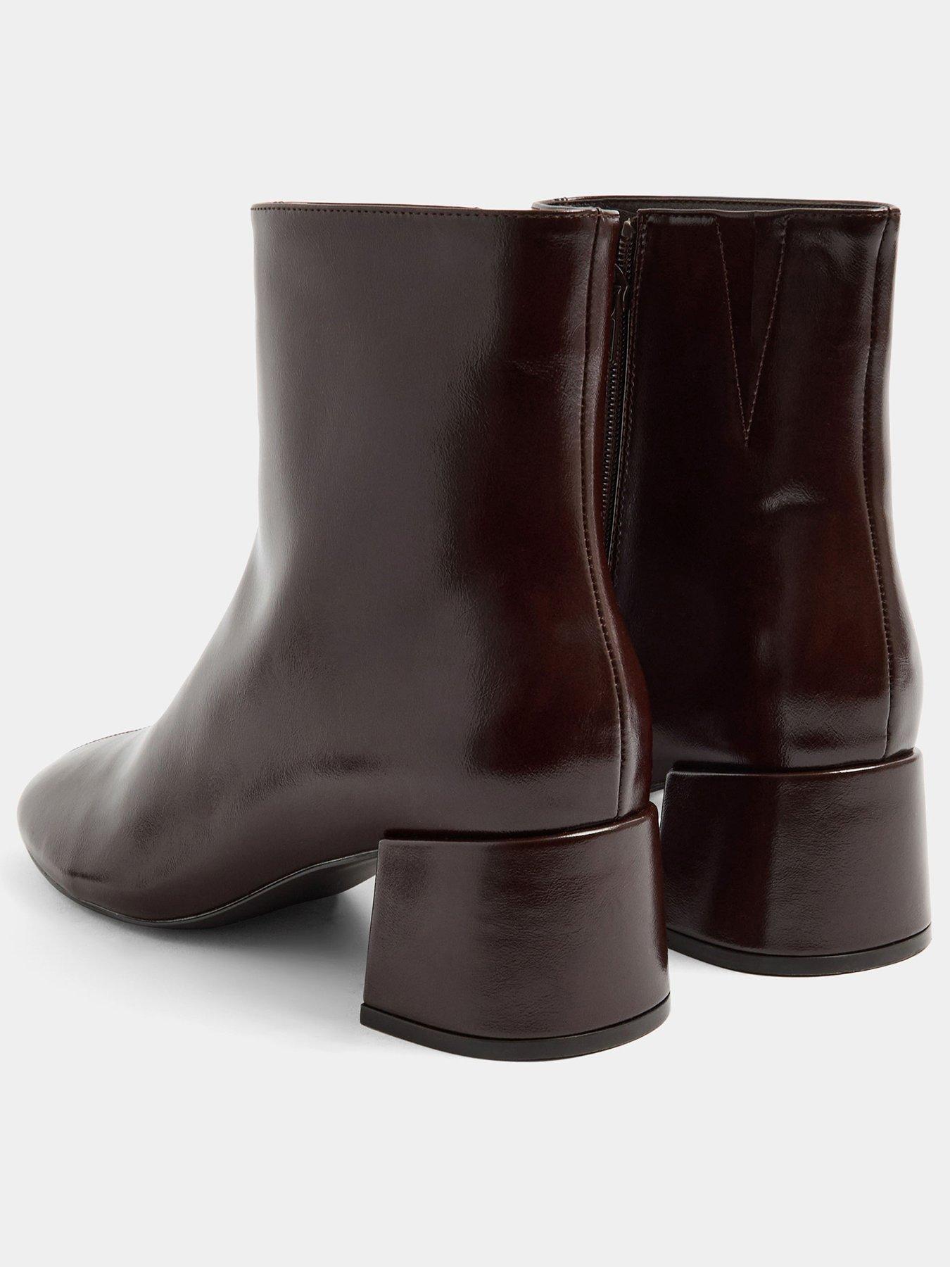Image 3 of 4 of Yours Womens Wide Fit Almond Toe Block Heel Ankle Boots - Brown