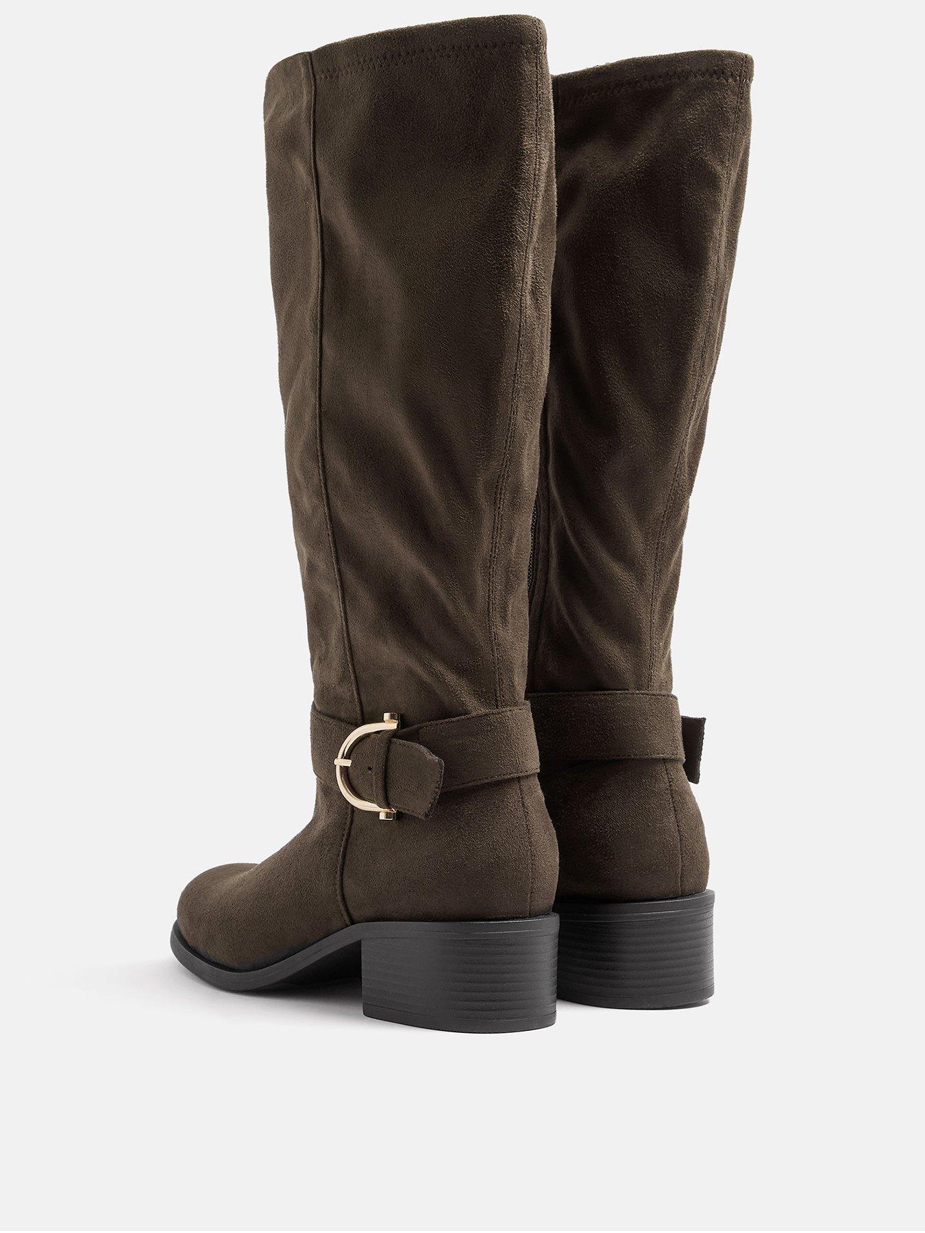 Image 3 of 4 of Yours Womens Extra Wide Fit Stretch Back Knee High Boots - Brown