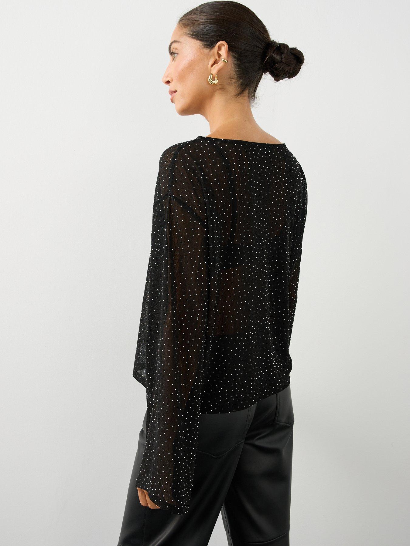 Image 2 of 7 of The Very Collection Womens Hotfix Loose Fit Top- Black