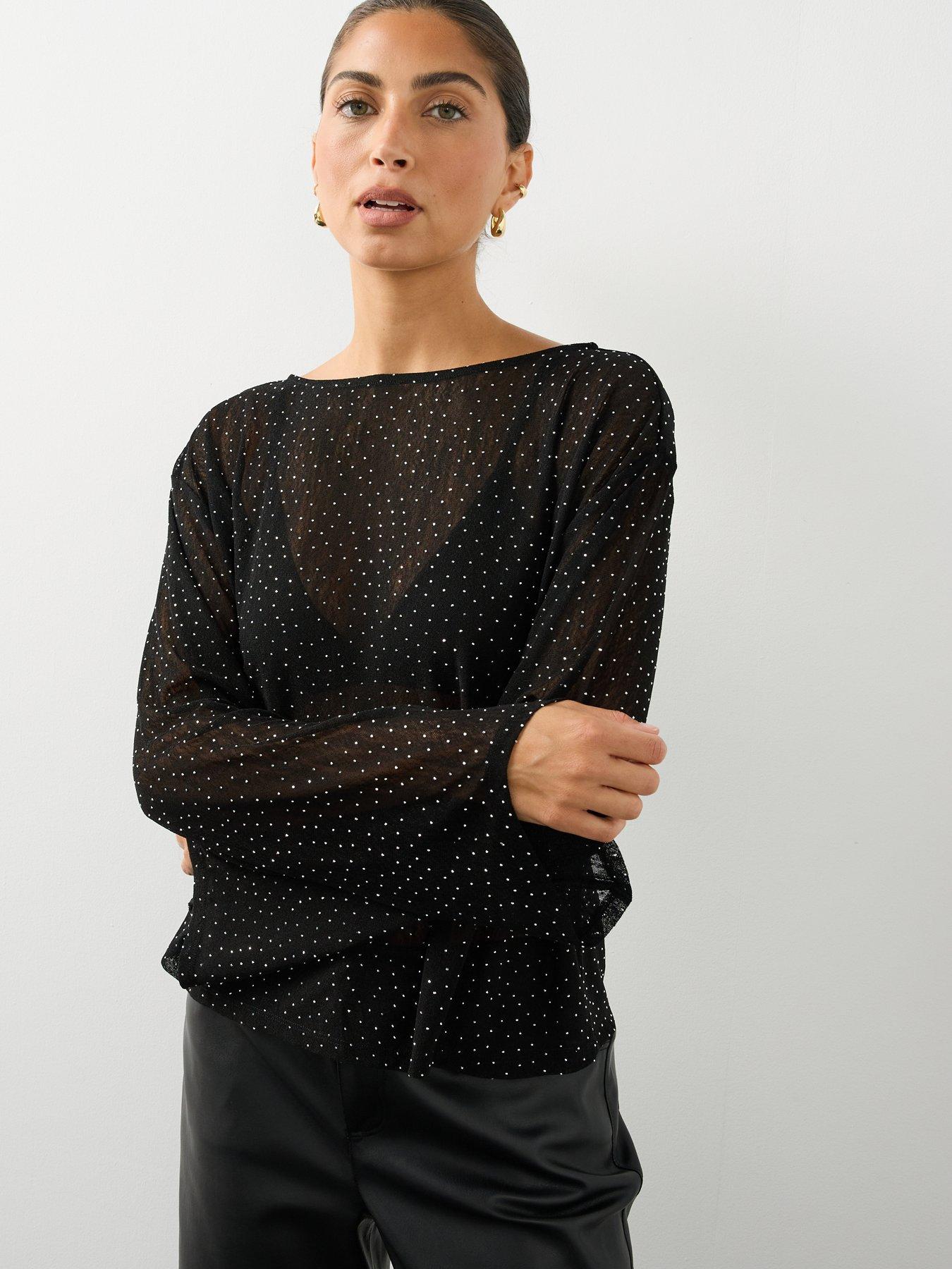 Image 4 of 7 of The Very Collection Womens Hotfix Loose Fit Top- Black