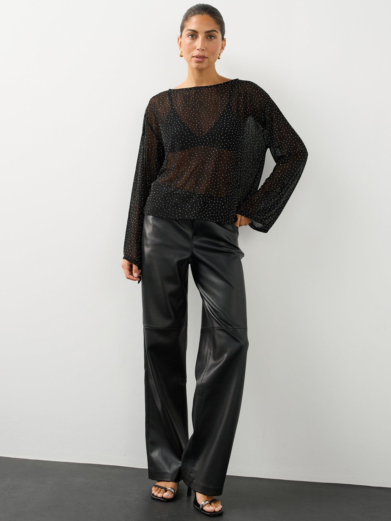 Image 5 of 7 of The Very Collection Womens Hotfix Loose Fit Top- Black