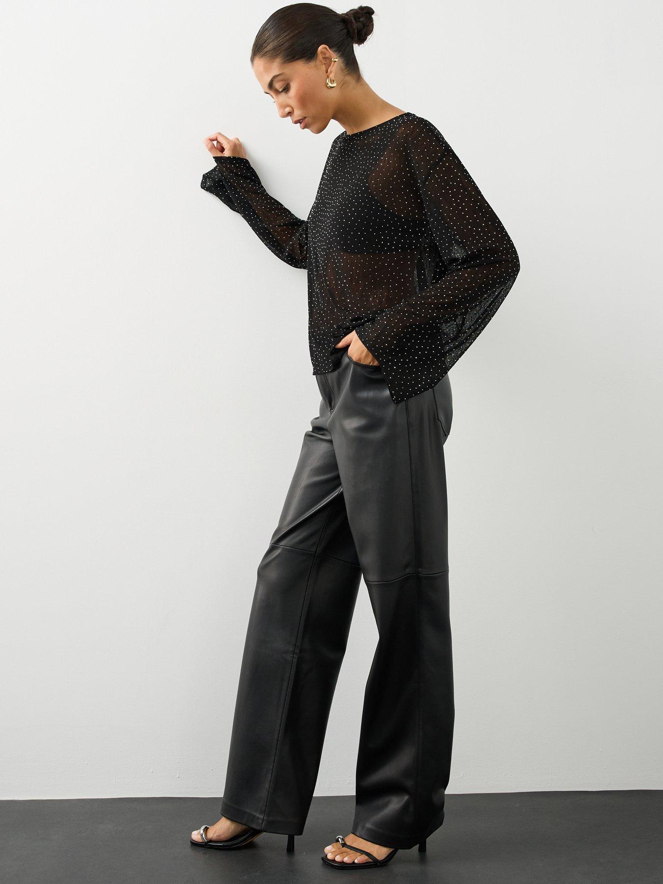 Image 6 of 7 of The Very Collection Womens Hotfix Loose Fit Top- Black