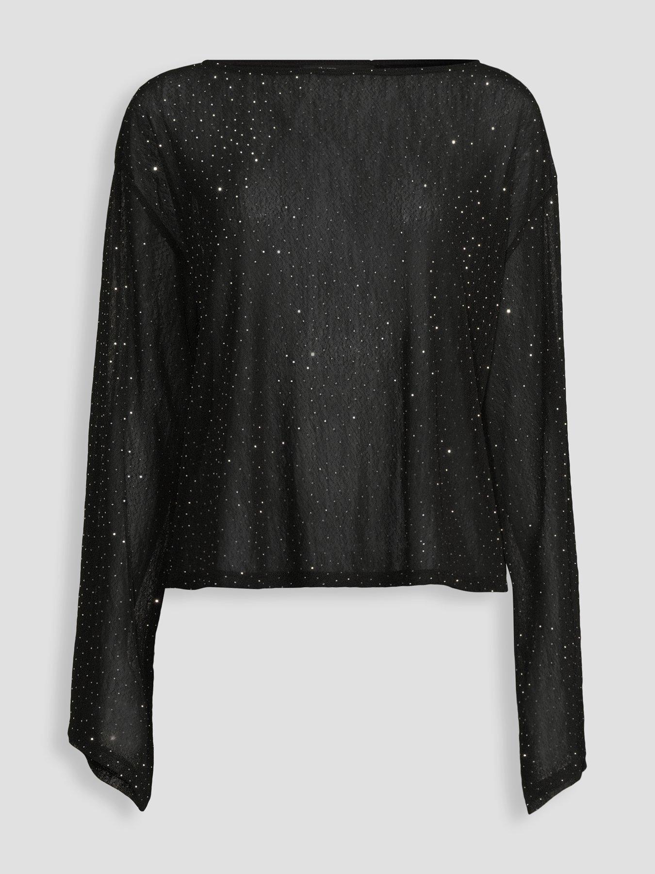Image 7 of 7 of The Very Collection Womens Hotfix Loose Fit Top- Black