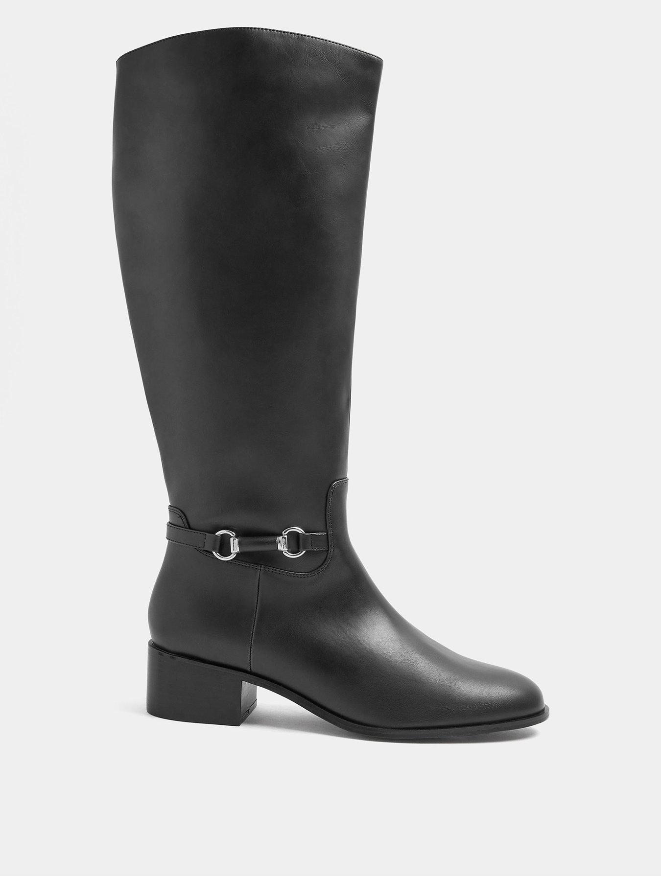 Image 1 of 4 of Yours Womens Snaffle Trim Side Zip Low Block Heel Boots - Black