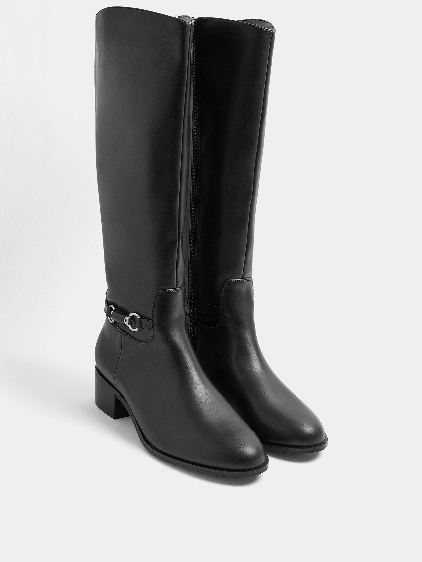 Image 2 of 4 of Yours Womens Snaffle Trim Side Zip Low Block Heel Boots - Black