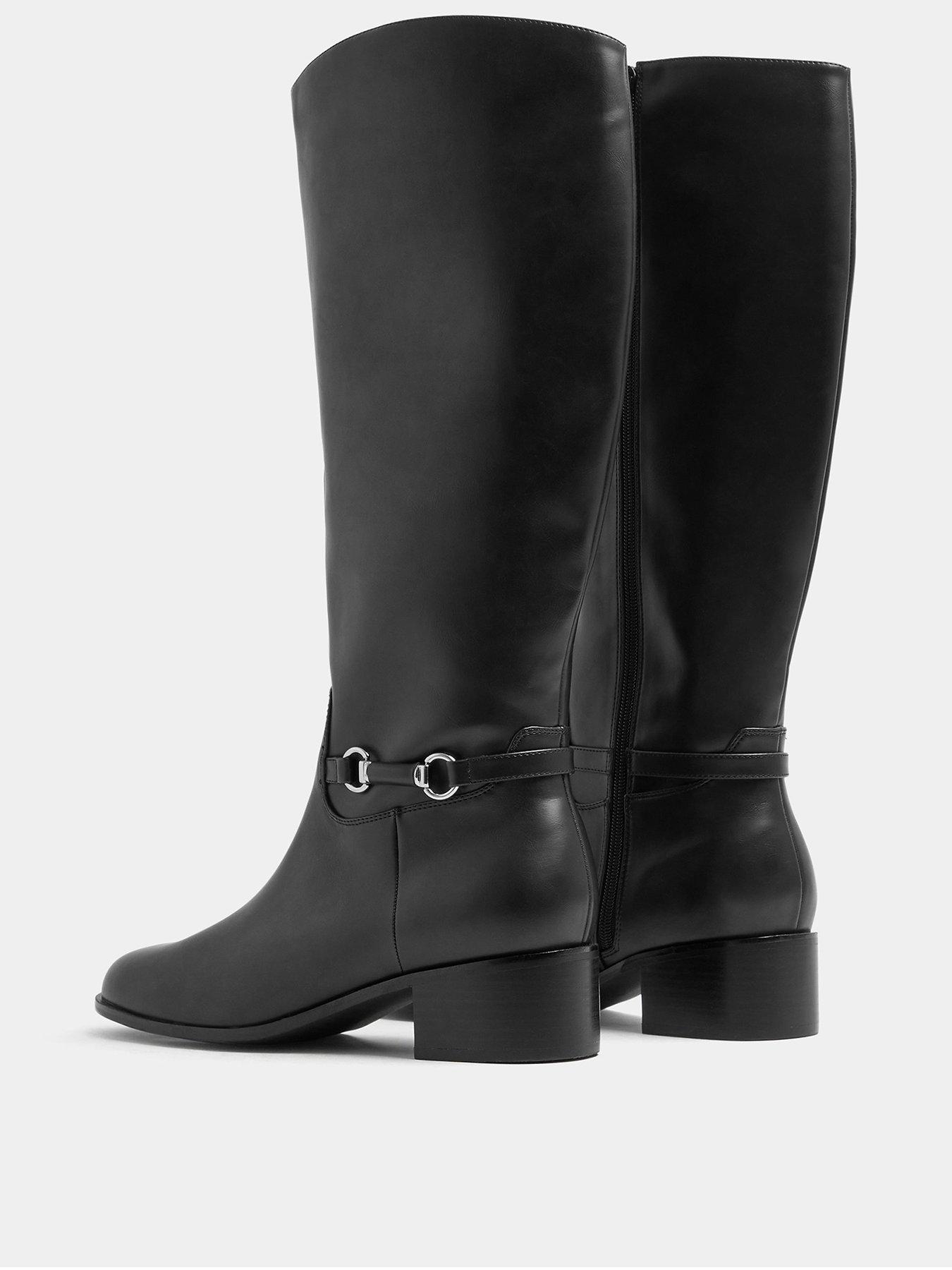 Image 3 of 4 of Yours Womens Snaffle Trim Side Zip Low Block Heel Boots - Black