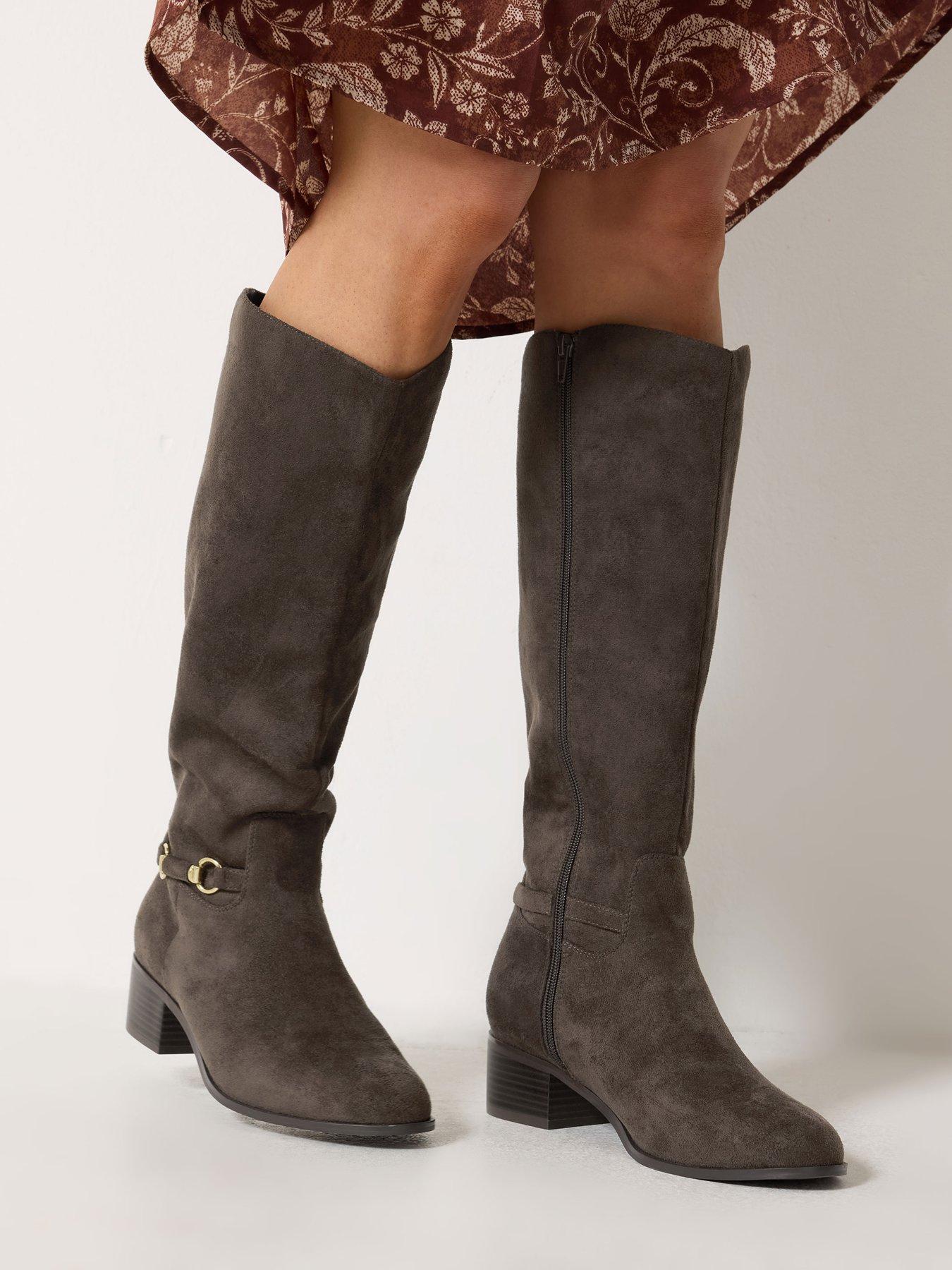 Image 4 of 4 of Yours Womens Snaffle Trim Knee-High Riding Boots - Brown