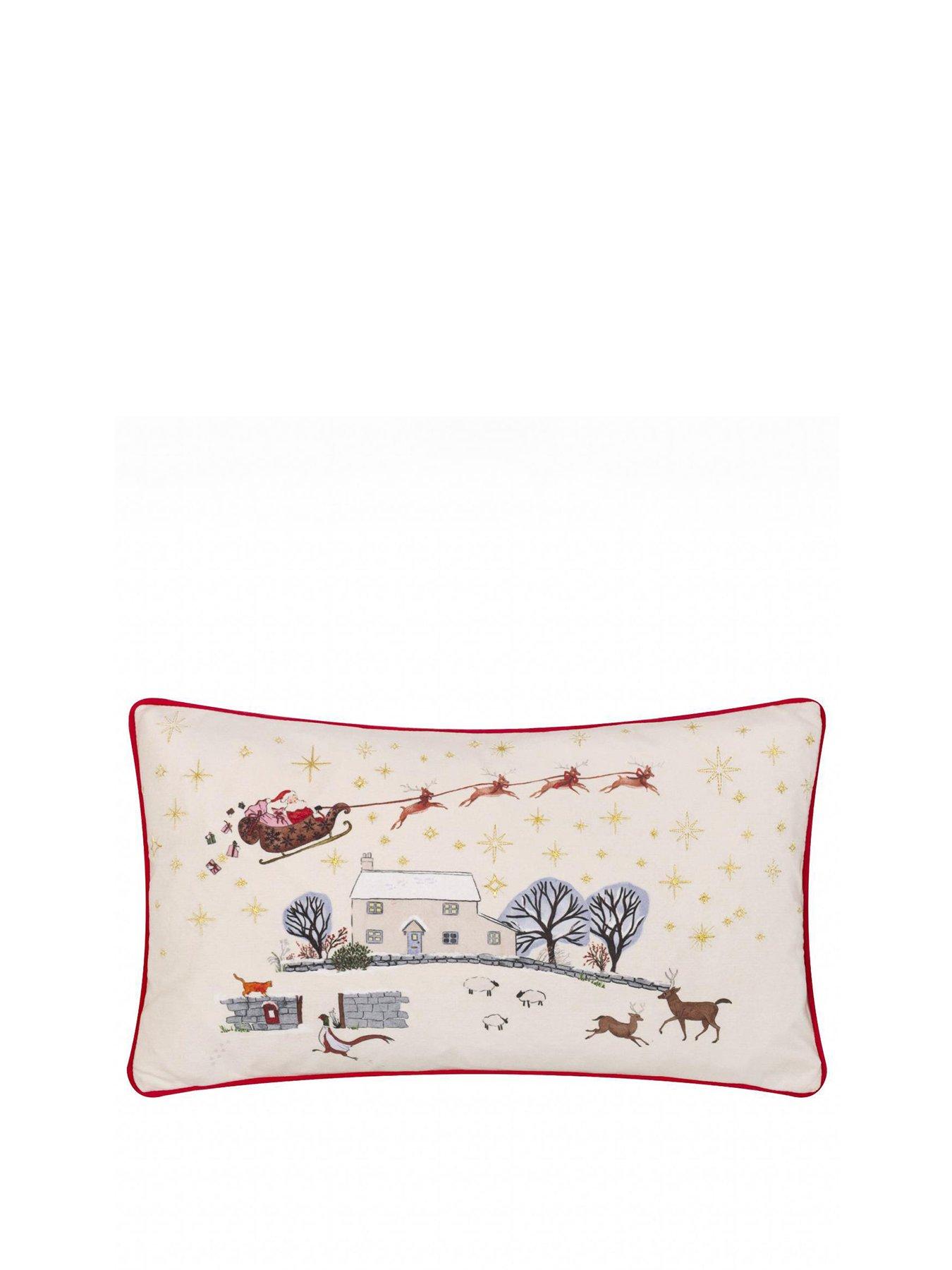 Image 2 of 6 of Furn COTSWOLD CHRISTMAS 30X50 POLYESTER CUSHION CREAM/BURGUNDY