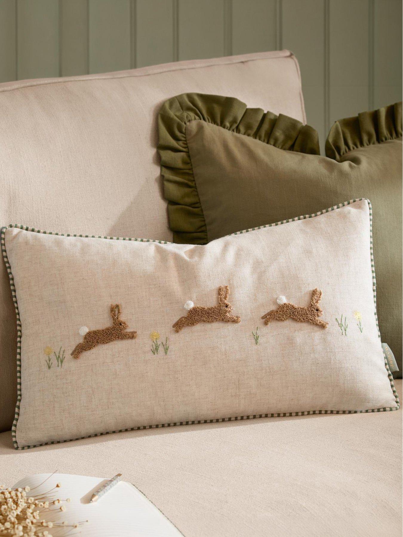 Image 1 of 5 of Wylder RAMBLE HARES 30X50 POLYESTER CUSHION SAGE