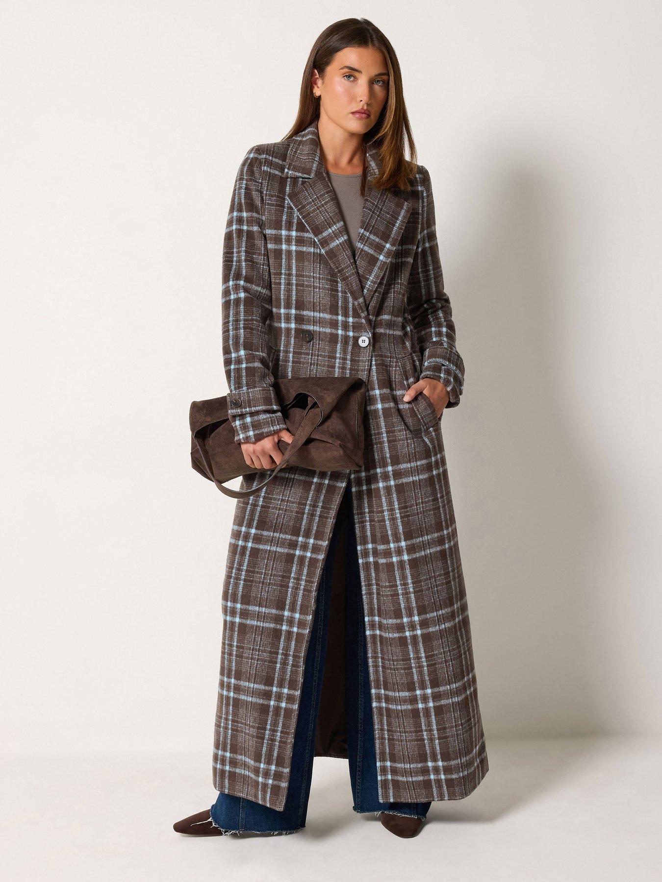 Image 3 of 4 of Long Tall Sally Tall Check Maxi Coat