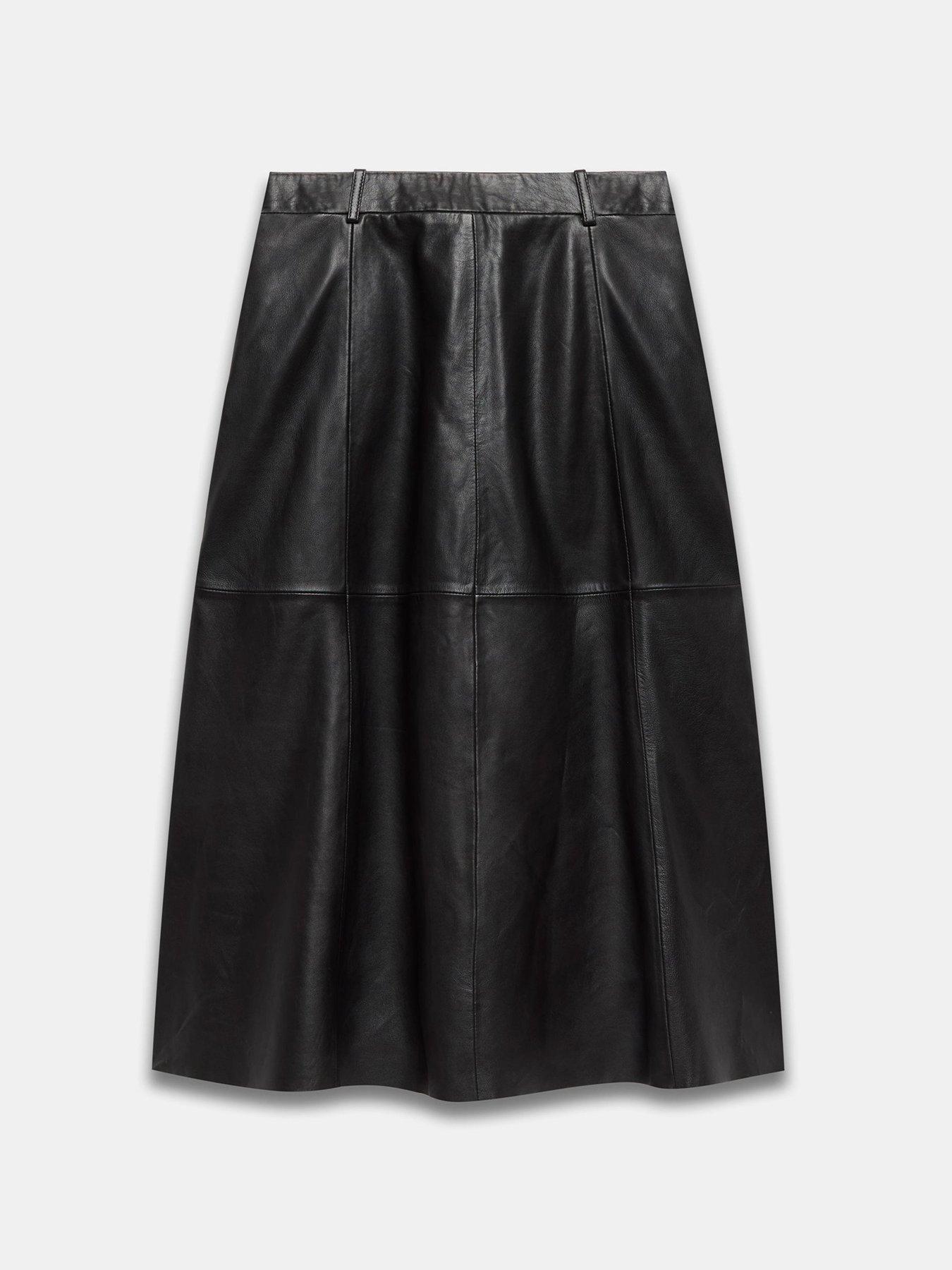 Image 5 of 6 of Mint Velvet Leather Full Skirt - Black