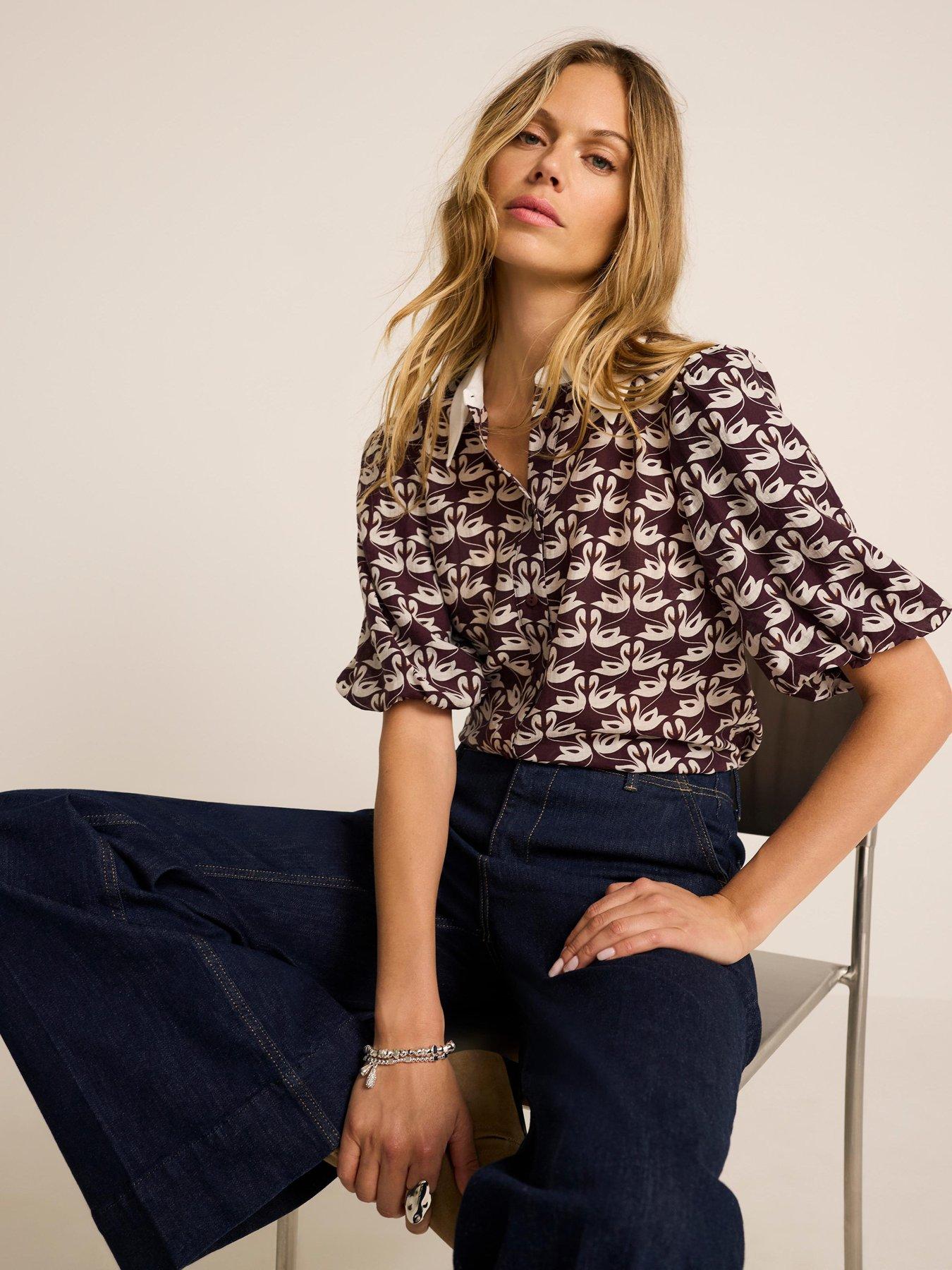 Mint Velvet Swan Print Shirt - Red